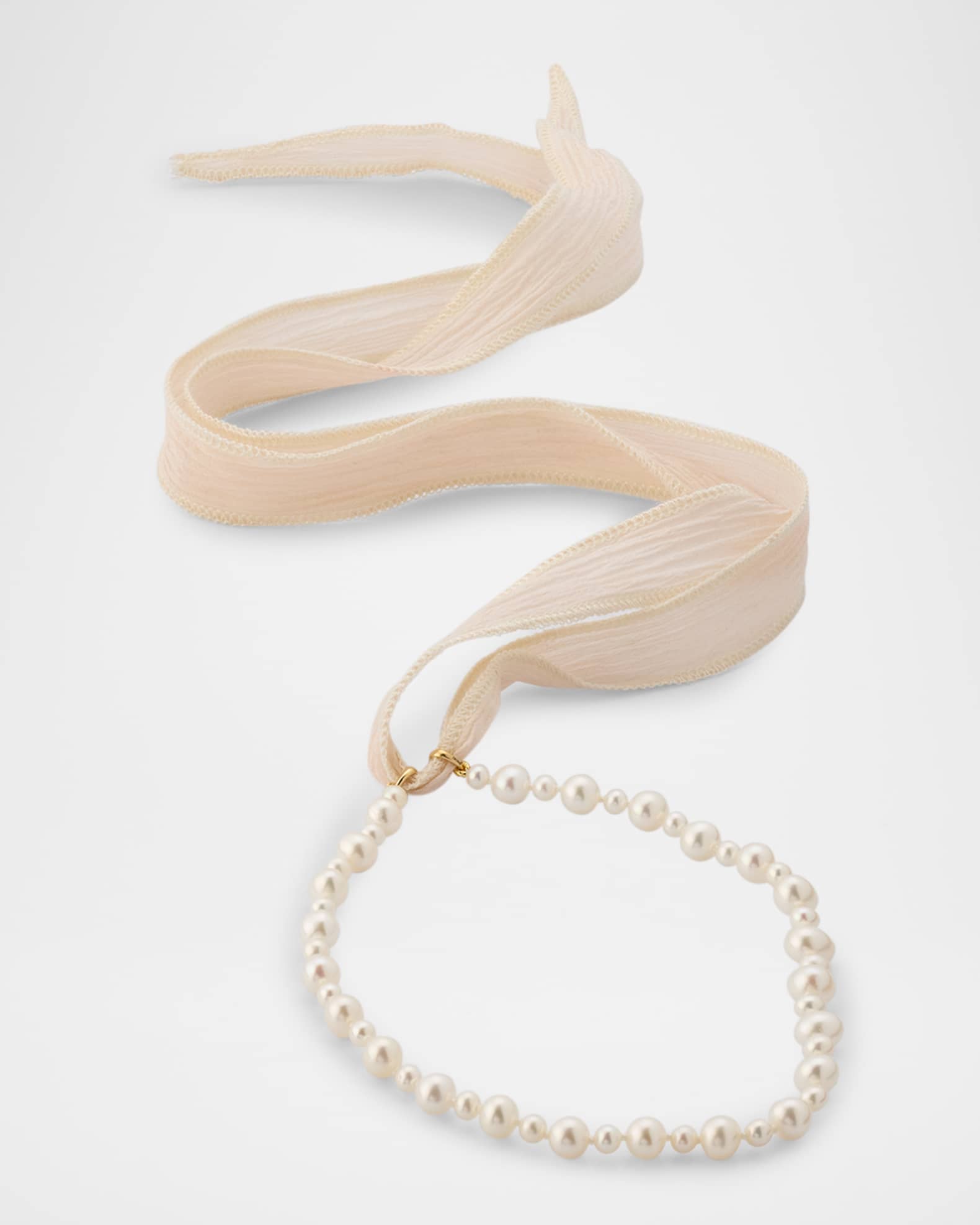 Mizuki 14K Yellow Gold and Silk Choker Necklace with 4-6mm
