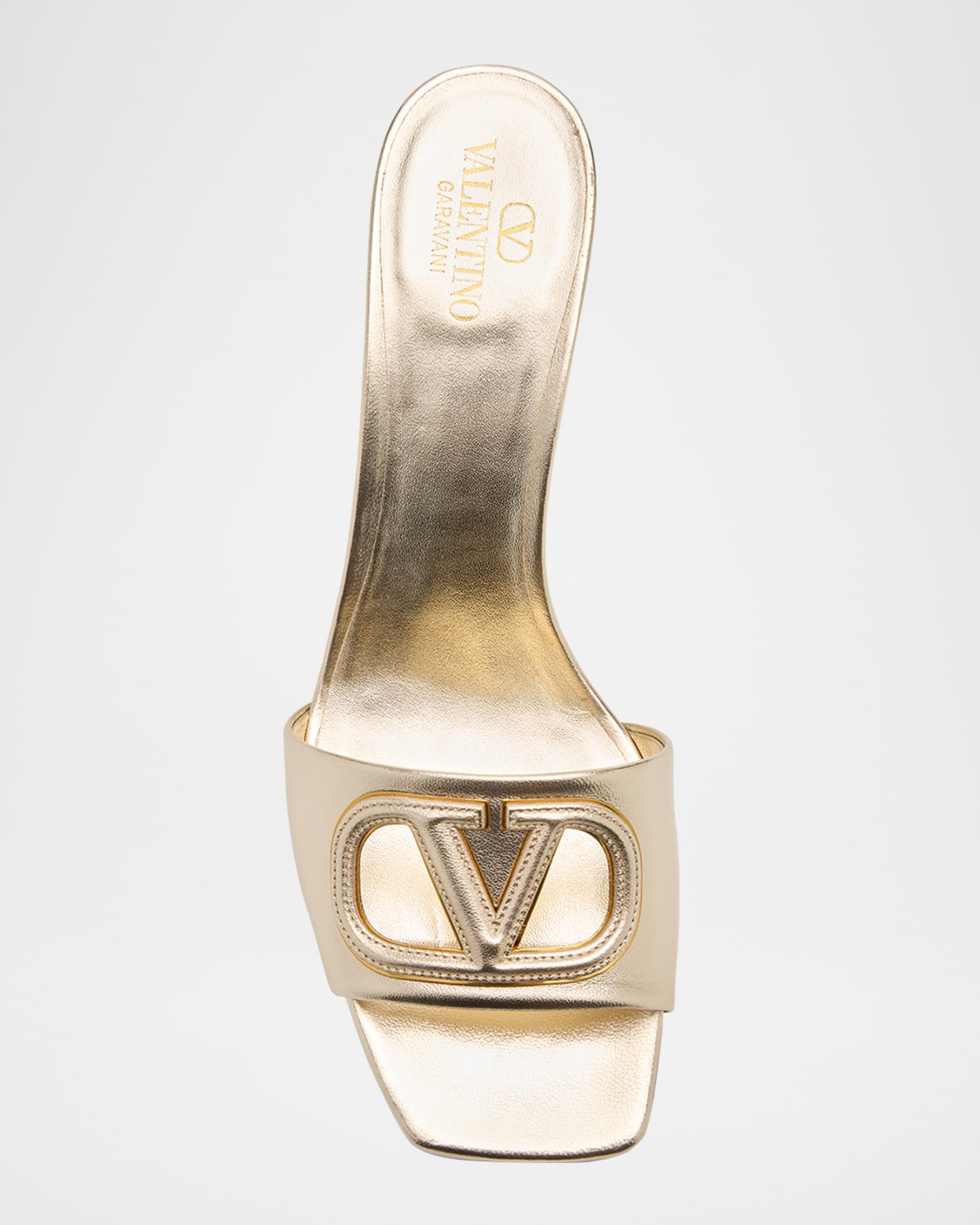 Valentino Garavani VLogo Metallic Leather Cutout Mule