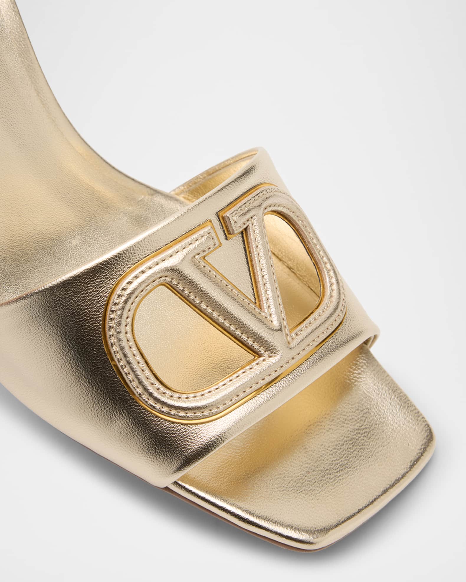 Valentino Garavani VLogo Metallic Leather Cutout Mule