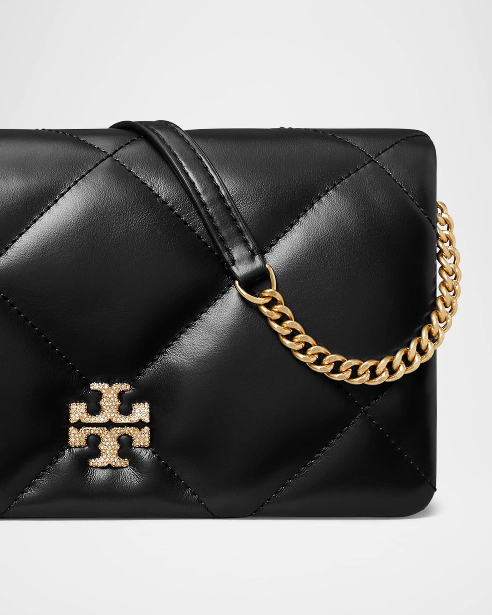 Tory Burch Kira Diamond Quilted Leather Wallet on Chain Neiman Marcus