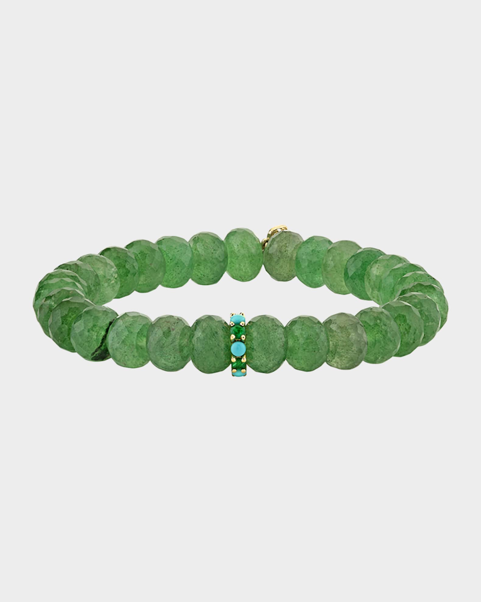 Large Cocktail Emerald and Turquoise Rondelle Bracelet, 8mm 0