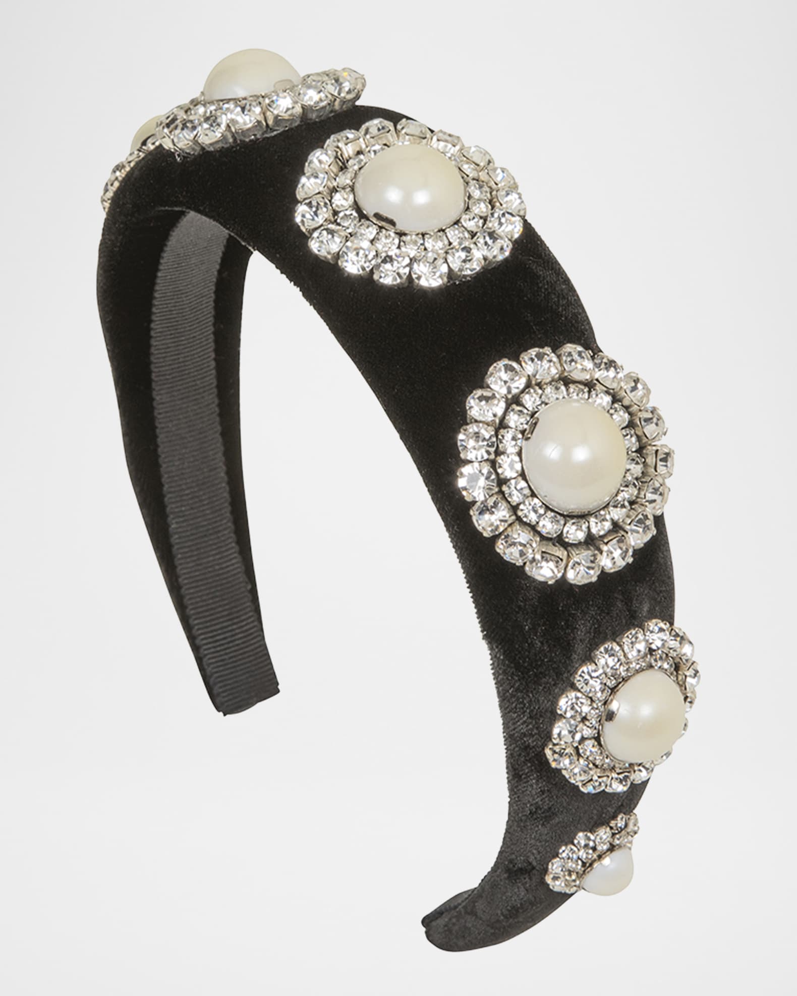 Jennifer Behr Sidney Pearl-Embellished Velvet Headband