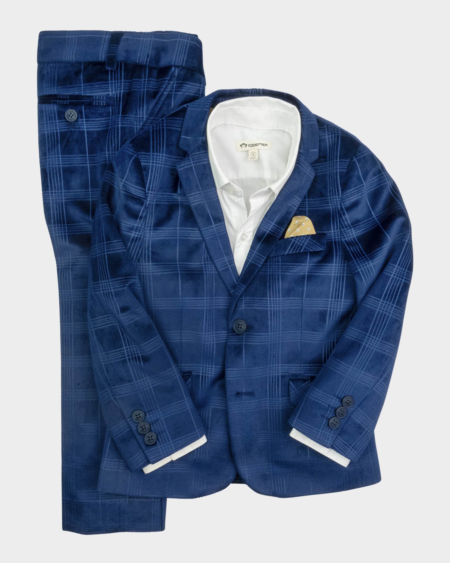 Boy's Plaid-Print Velvet Blazer 1