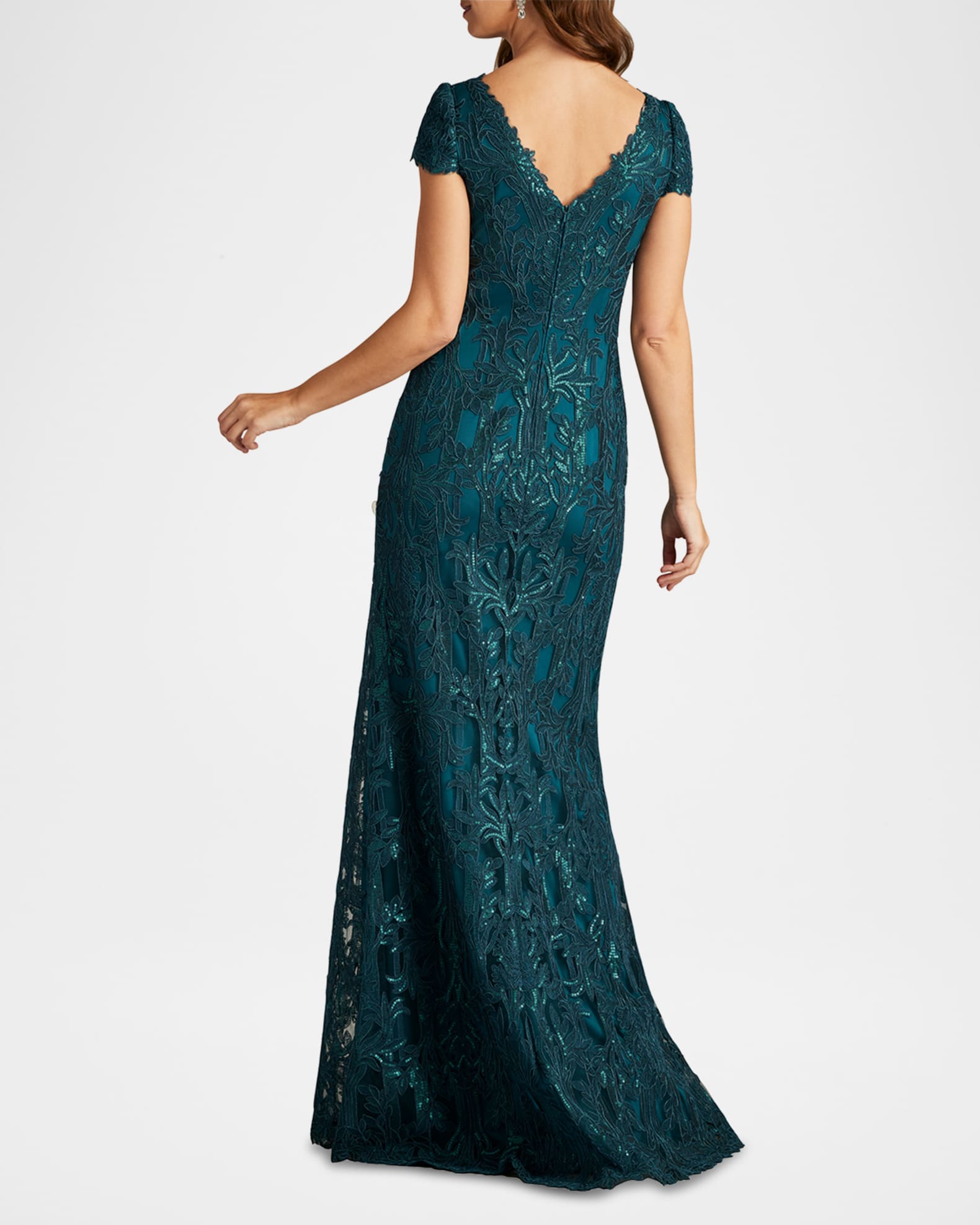 A Line Sequin Lace Gown