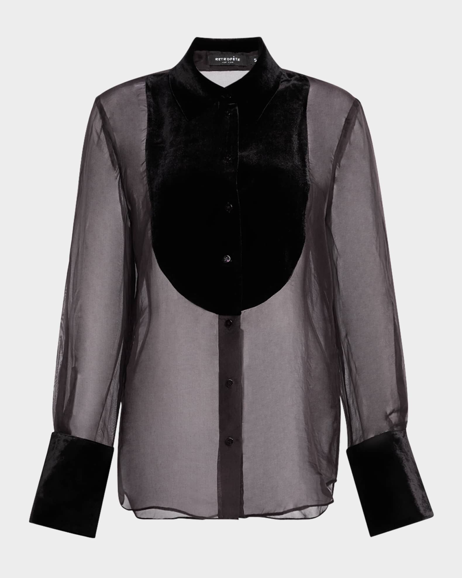 Liana Sheer Silk Velvet Blouse 0