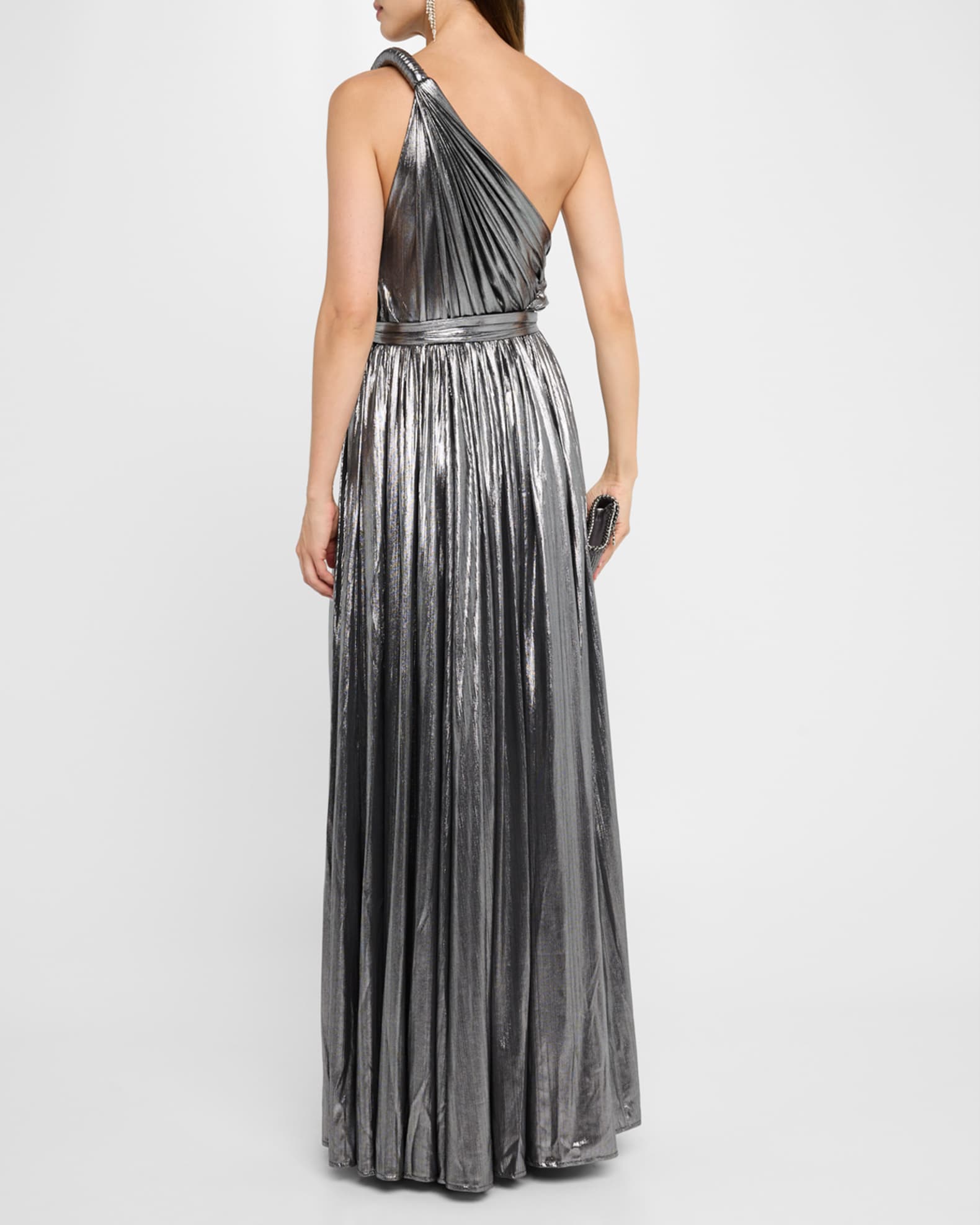 Bronx and Banco Goddess Metallic OneShoulder Gown Neiman Marcus