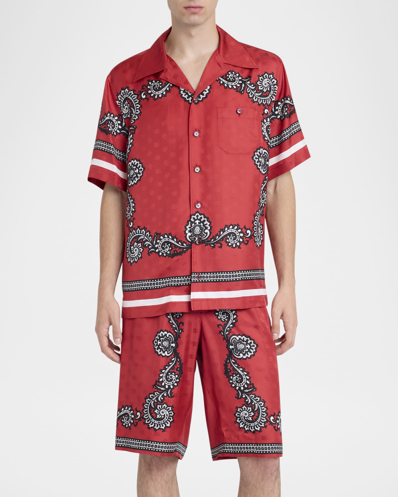 Men's Silk Bandana-Print Camp Shirt 1