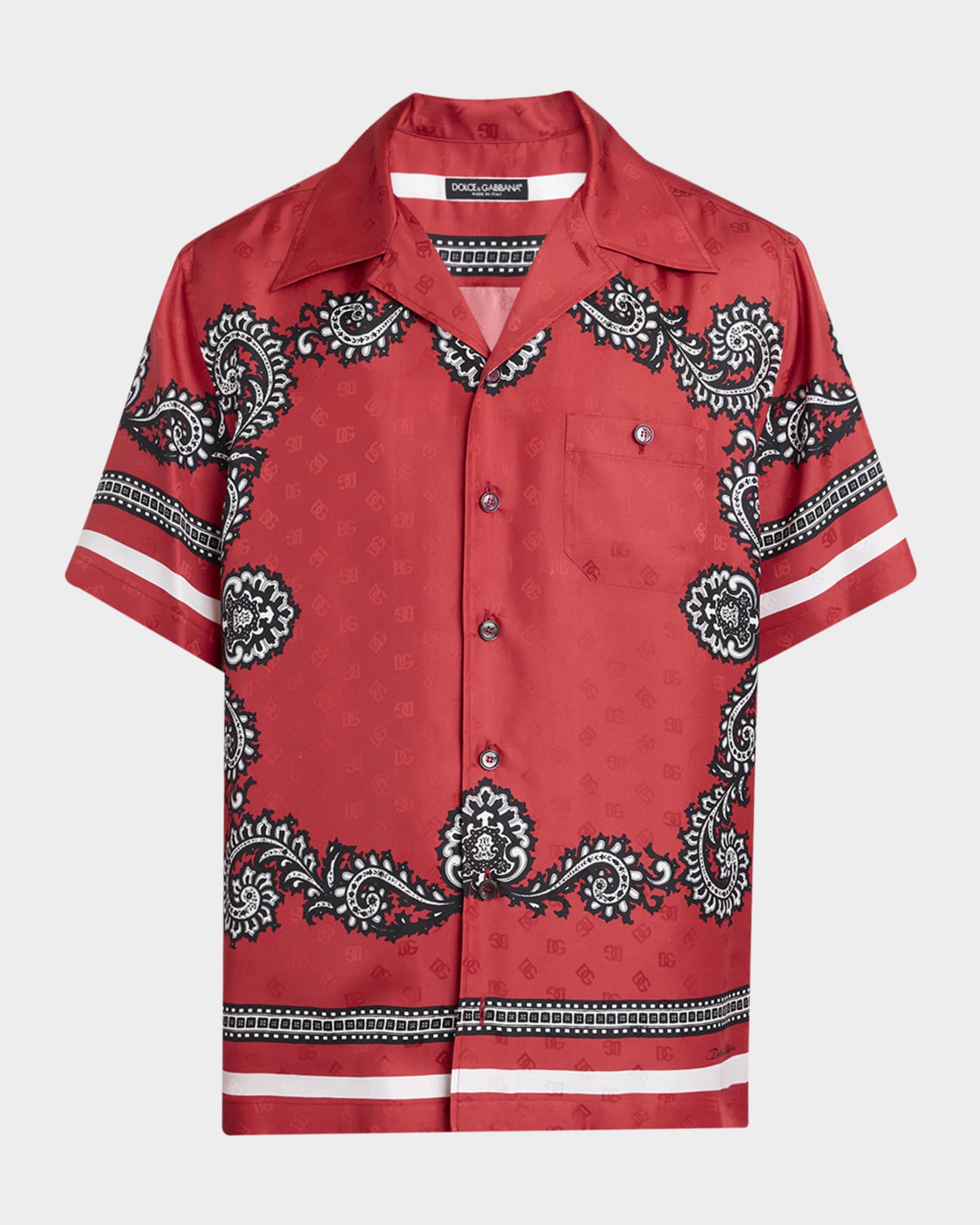 Men's Silk Bandana-Print Camp Shirt 0