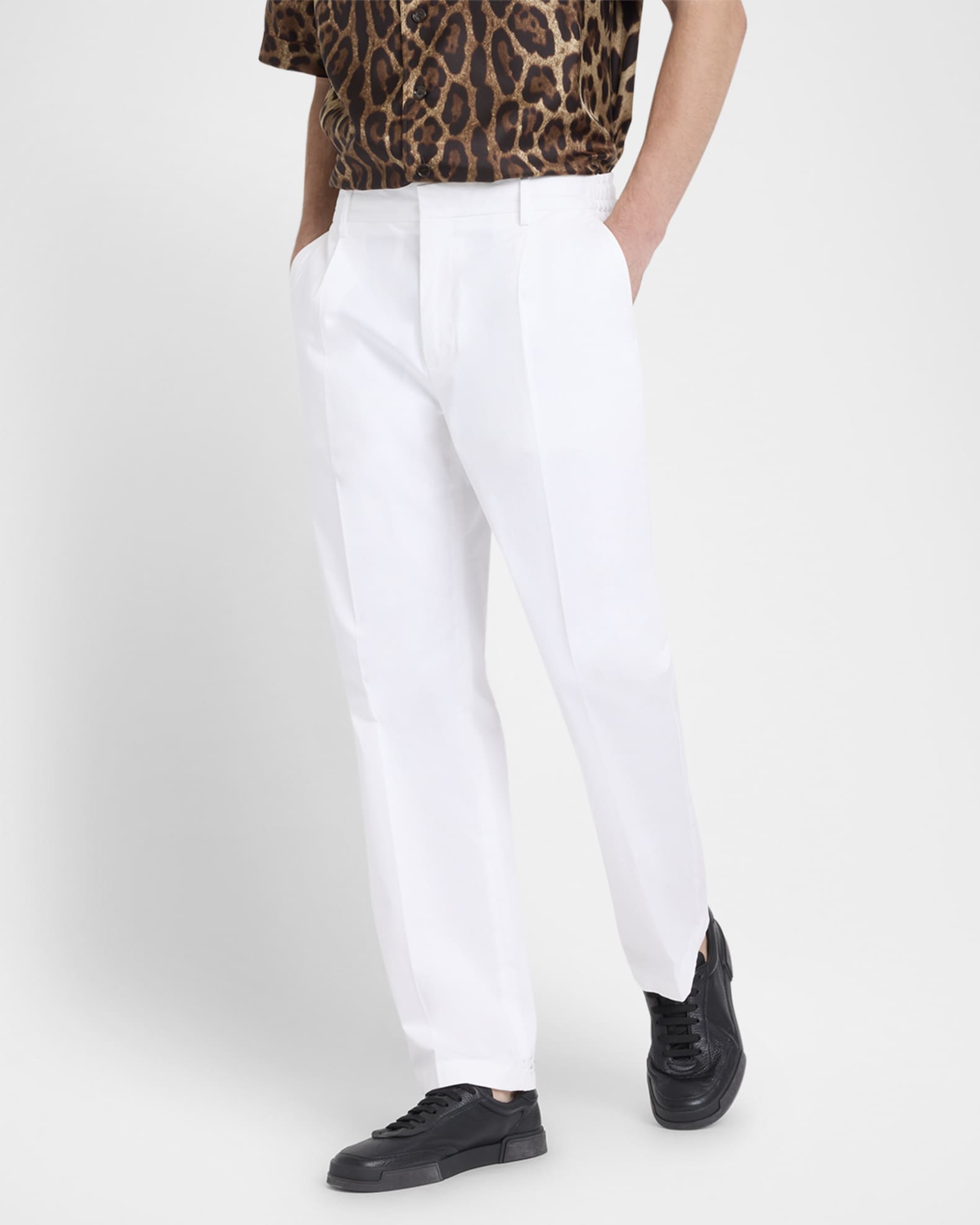 Dolce&Gabbana Men's Single-Pleat Stretch Cotton Pants