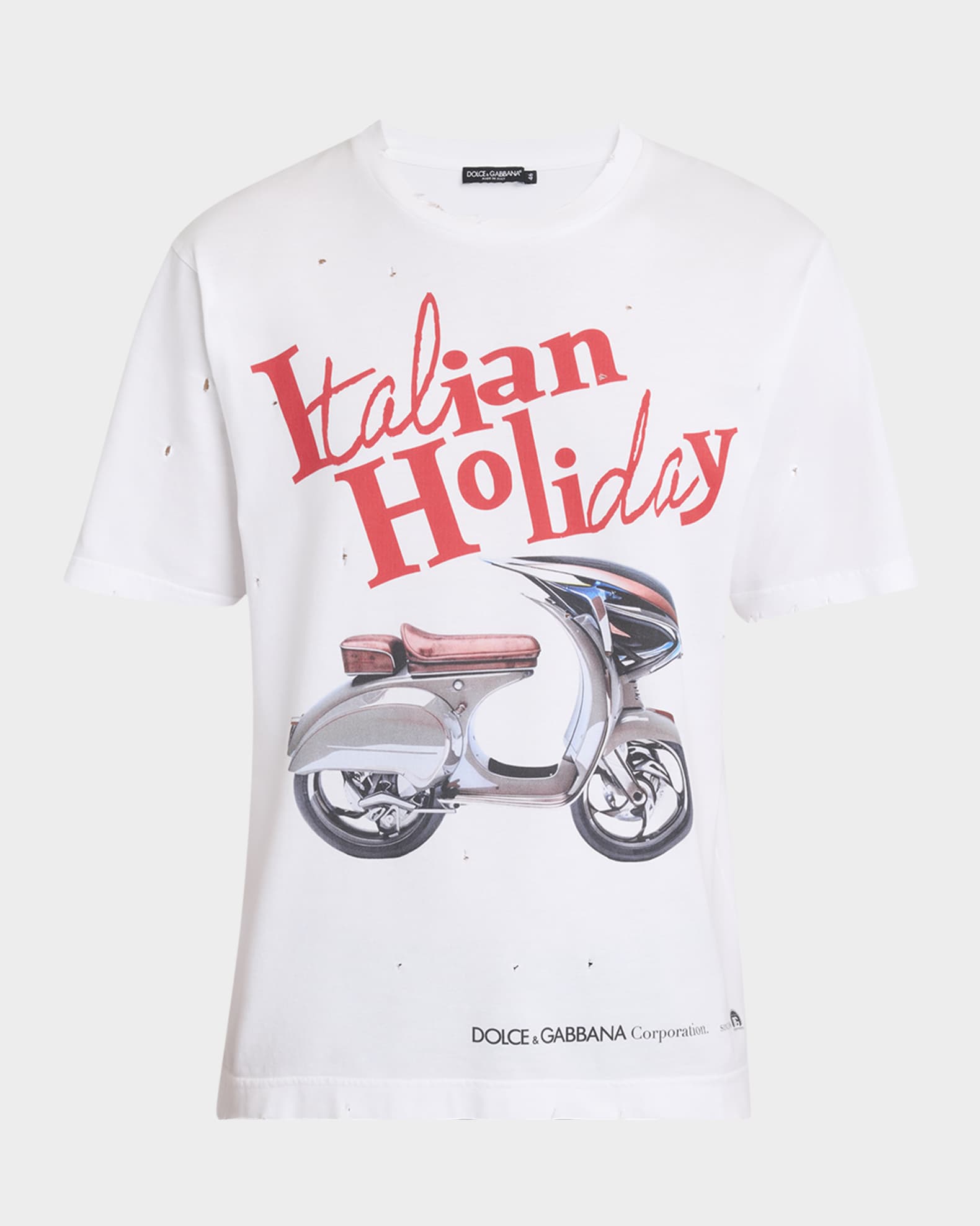 【関税＆送料込み】Dolce & Gabbana Italian Holiday Print Co Cotton T-shirt with Italian Holiday print in White for Men