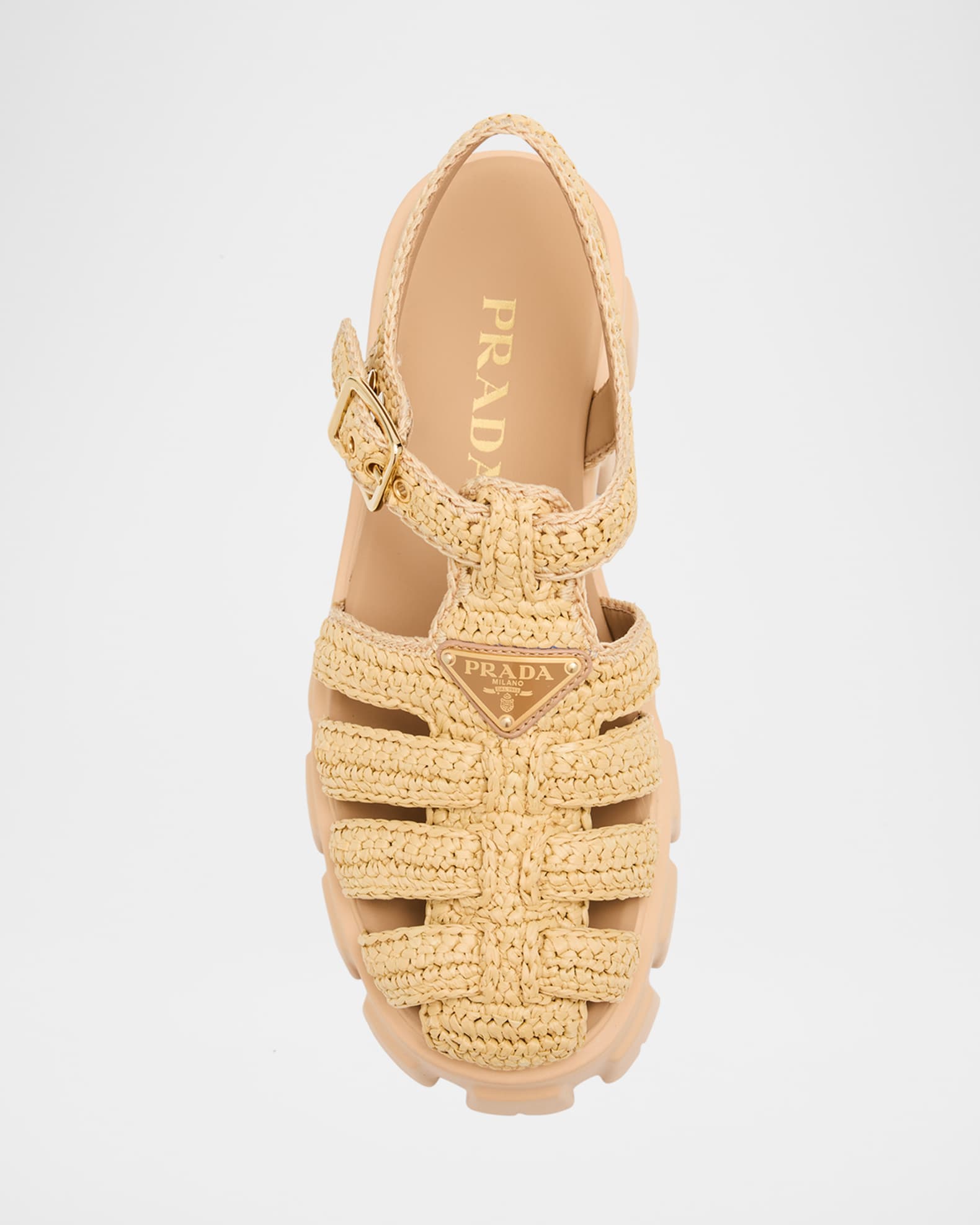 サンダル・ミュール PRADA  Sandals Monolith in Raphia Prada Monolith Raffia Sandals | Neutrals | FARFETCH