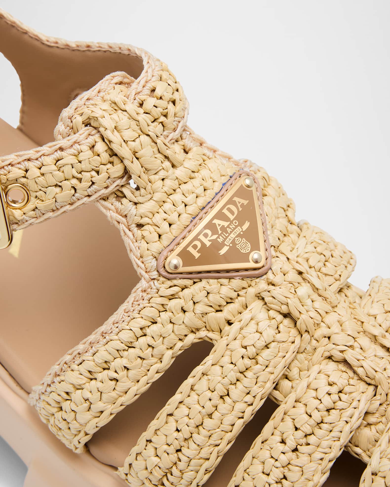 【メール便無料】 Prada Monolith Raffia Chunky Fisherman Sandals | Neiman Marcus ブーツ