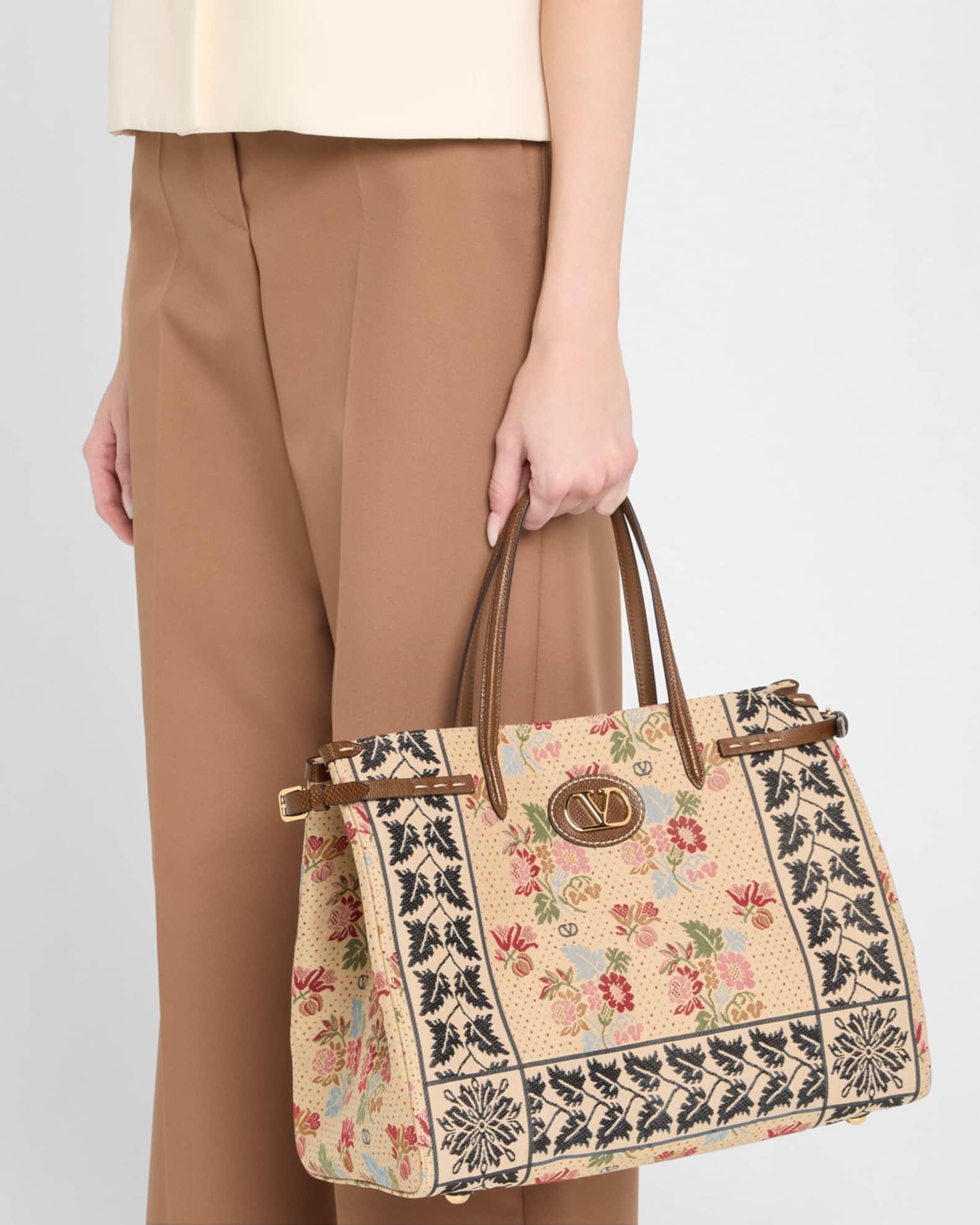 Valentino Garavani Antibes Medium Flower & Leaves Jacquard
