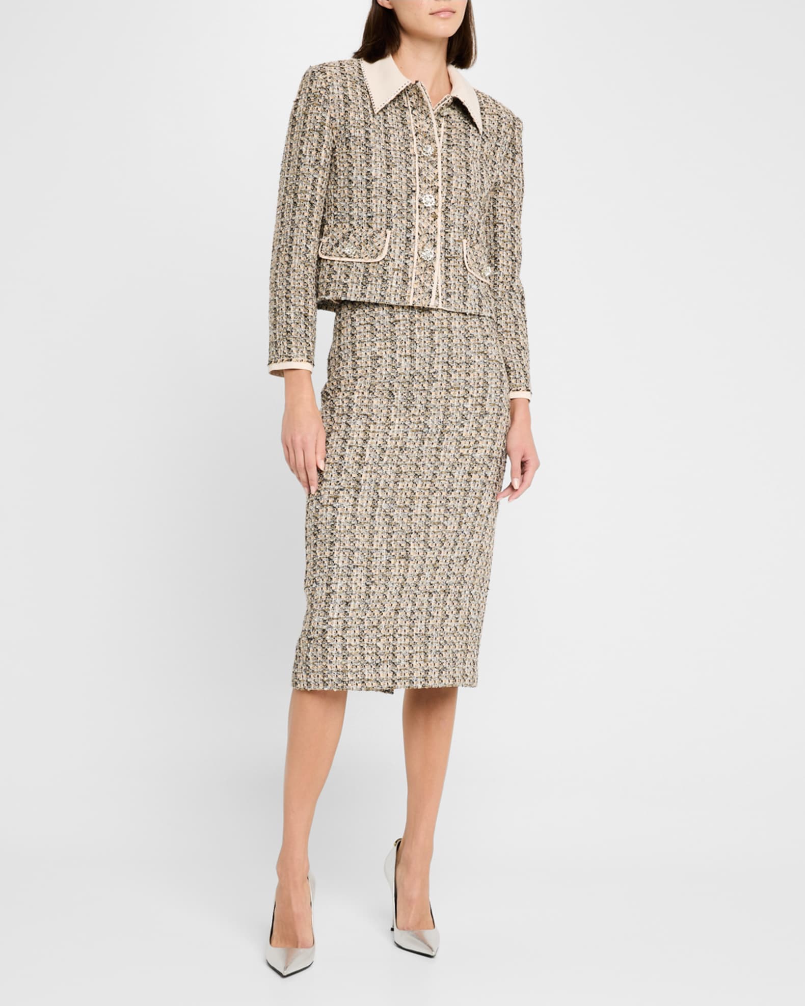 ジャケット・アウター 00s Ne-net reflector tweed coat archive CHANEL 03A VINTAGE TWEED MOHAIR RAINBOW FRINGED JACKET CC