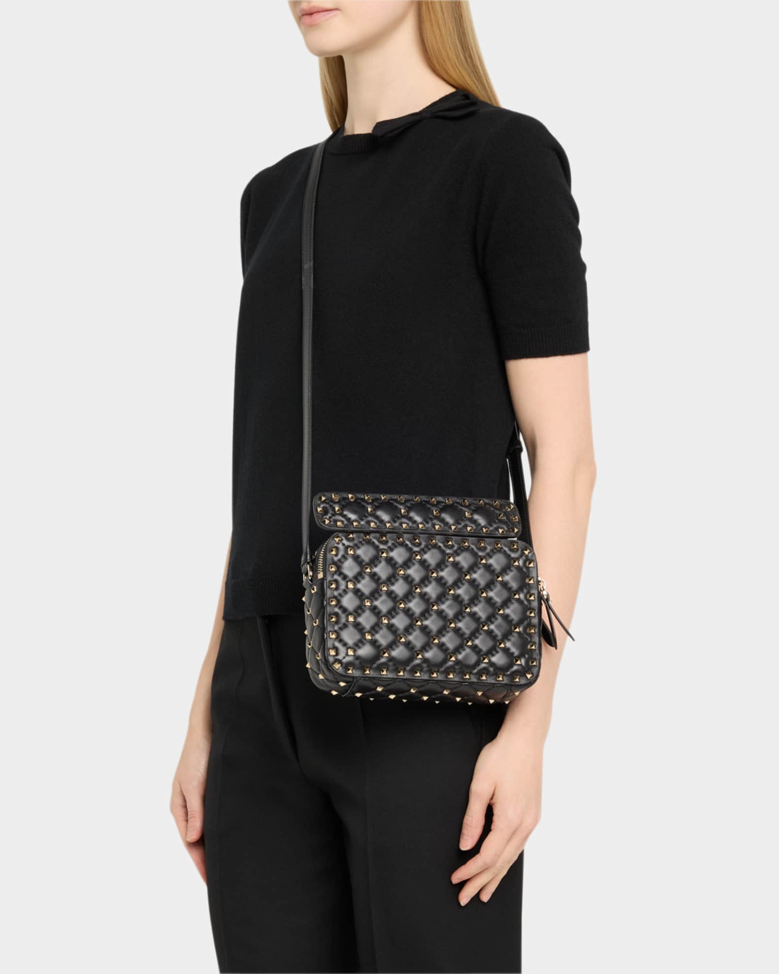 Valentino Garavani Rockstud Double Zip Leather Crossbody Bag