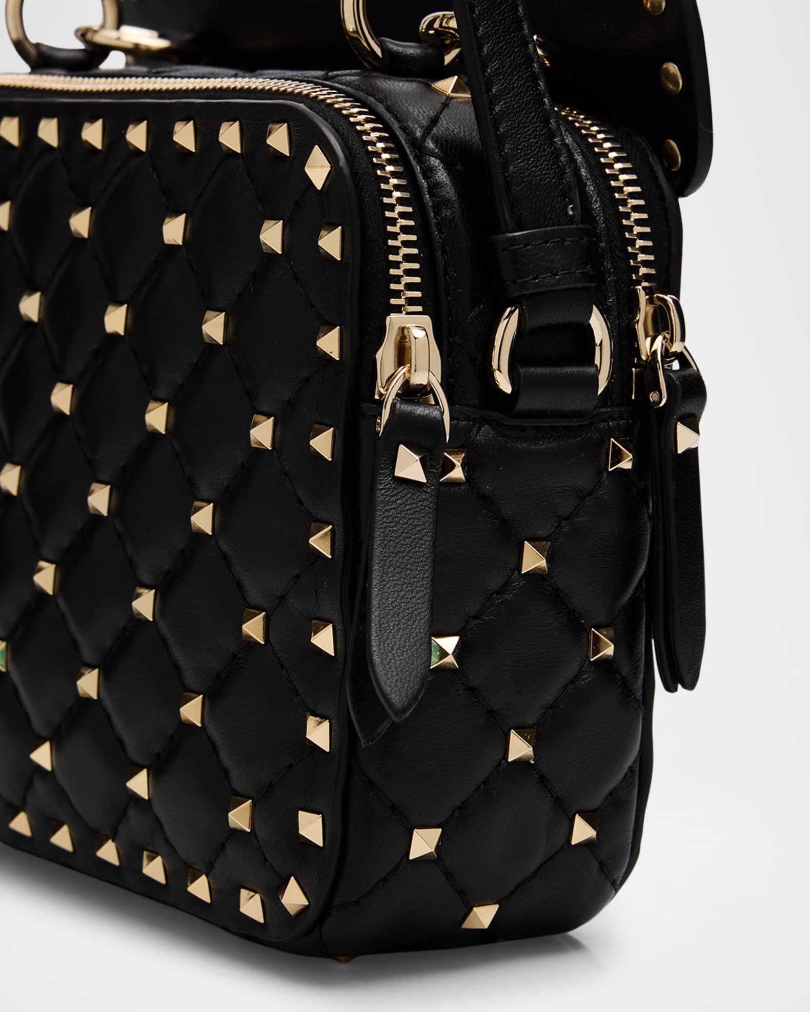 Valentino Garavani Rockstud Double Zip Leather Crossbody Bag