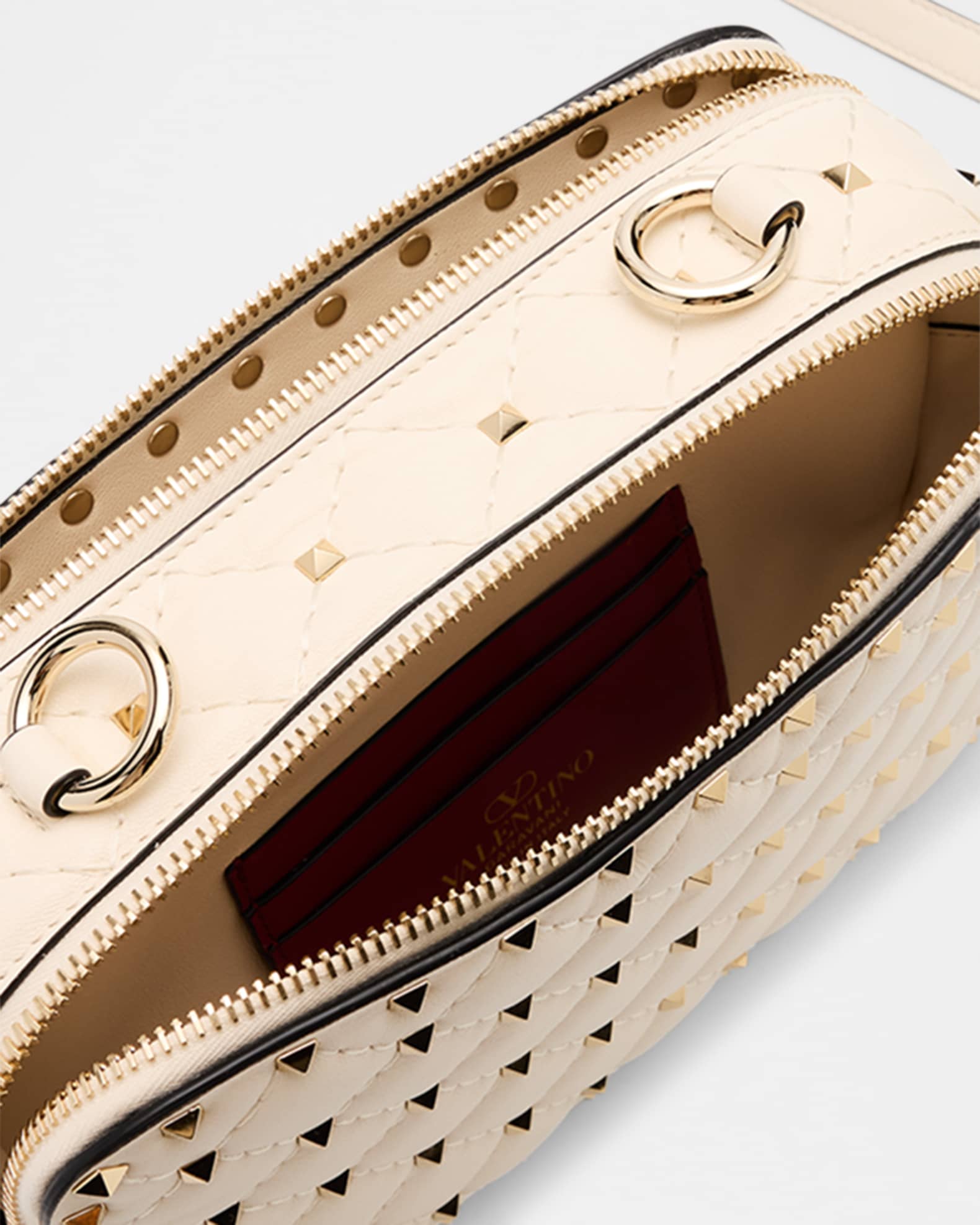 Rockstud Double Zip Leather Crossbody Bag