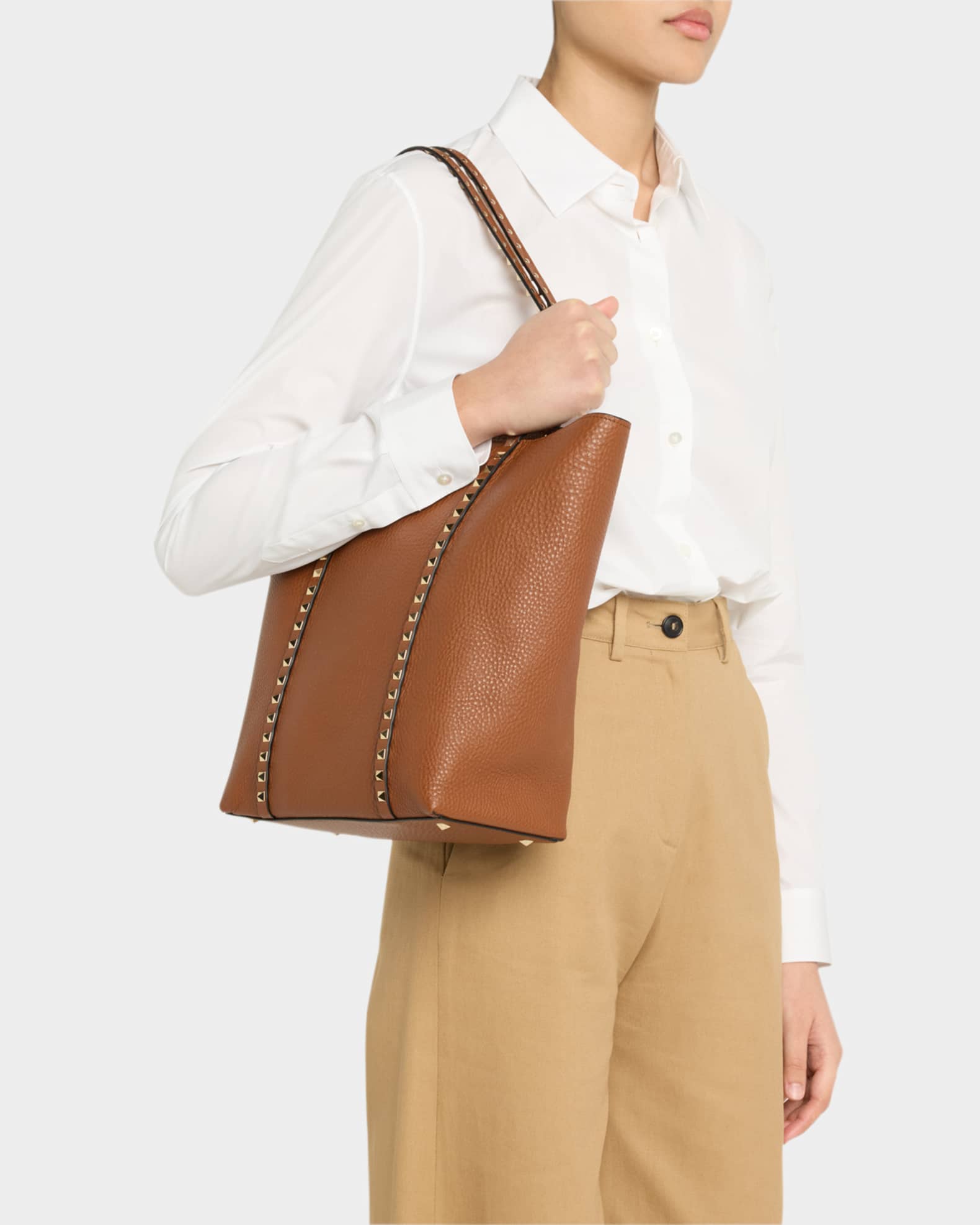 Rockstud North-South Leather Tote Bag 1