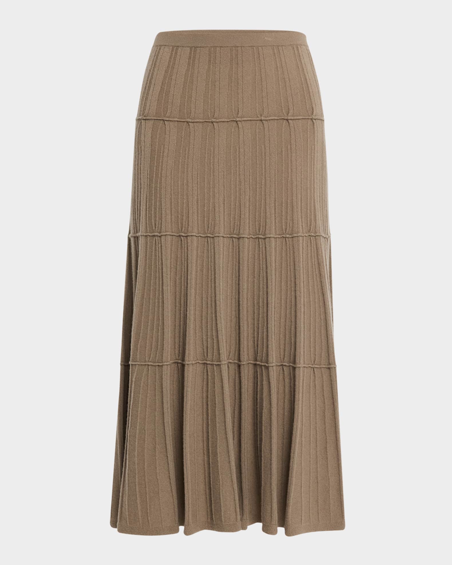 Gabriela Ribbed Cashmere Midi Skirt 0