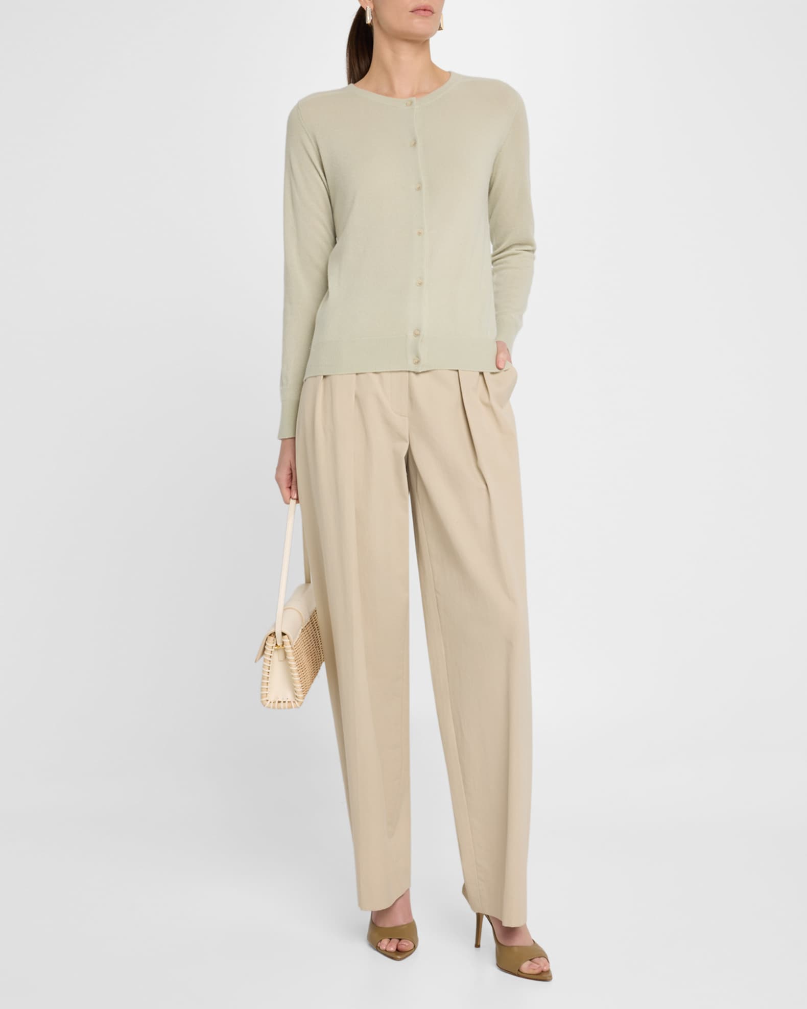 Nappa Cashmere Button-Down Cardigan 1