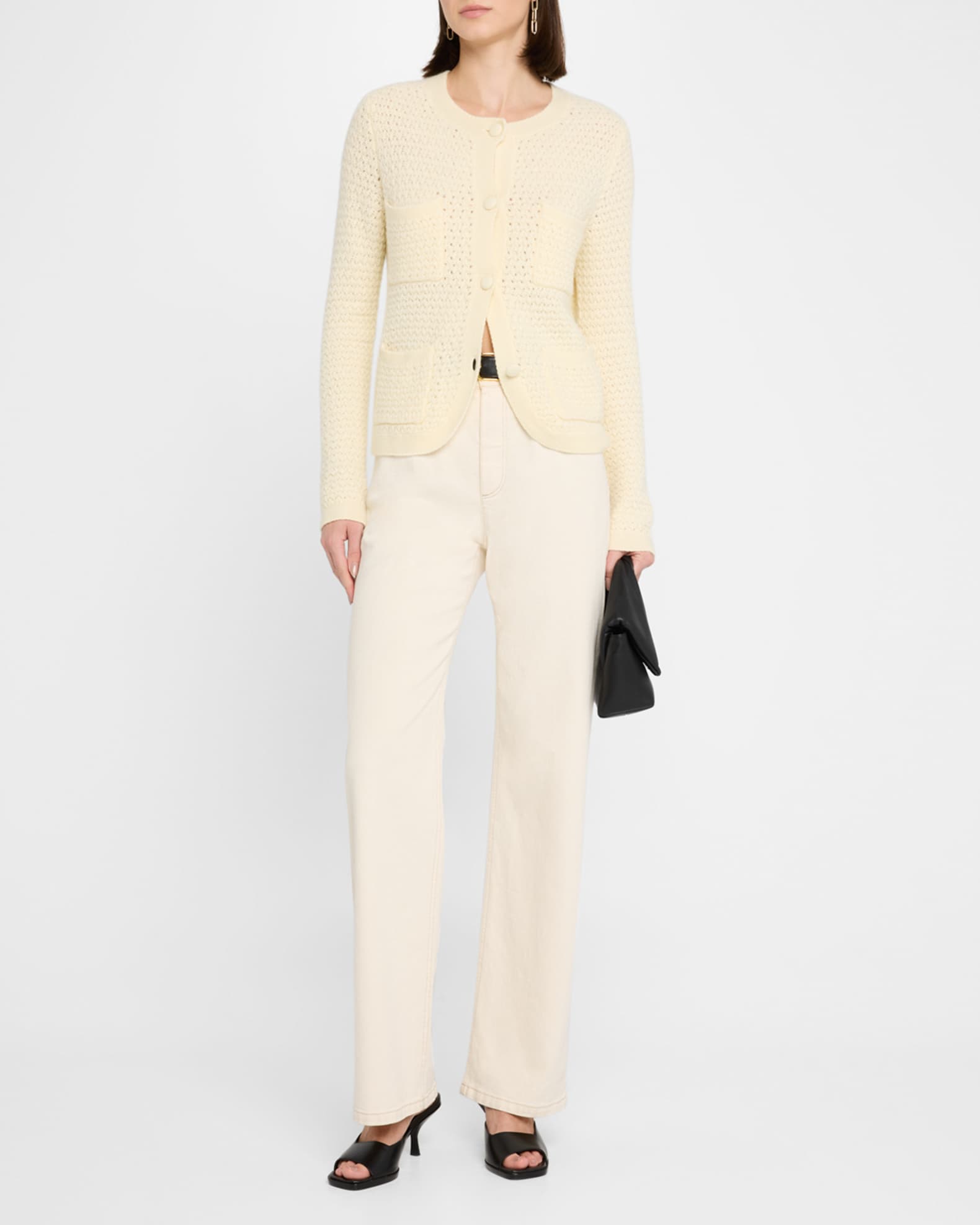 Tulip Tweed-Knit Cashmere Cardigan 1