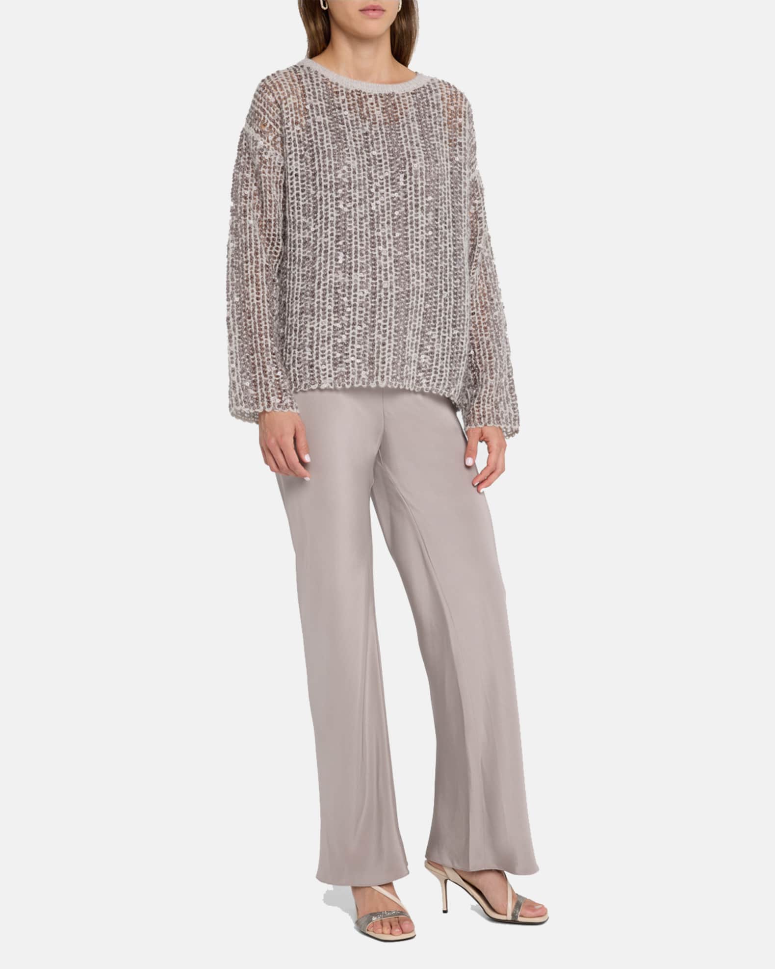 Cashmere Open-Weave Sequin Sweater 1