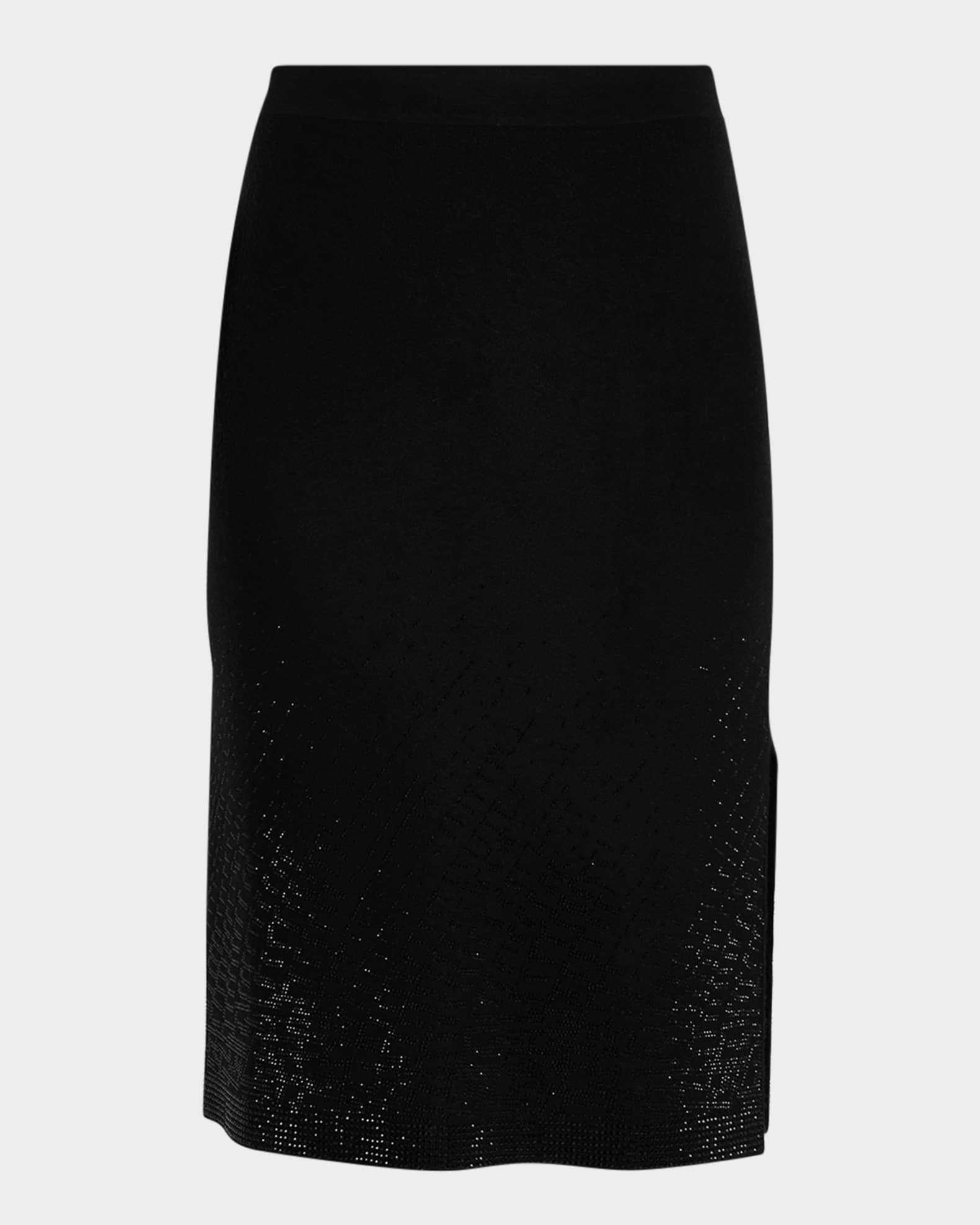 Cashmere Rhinestone-Embellished Pencil Skirt 0