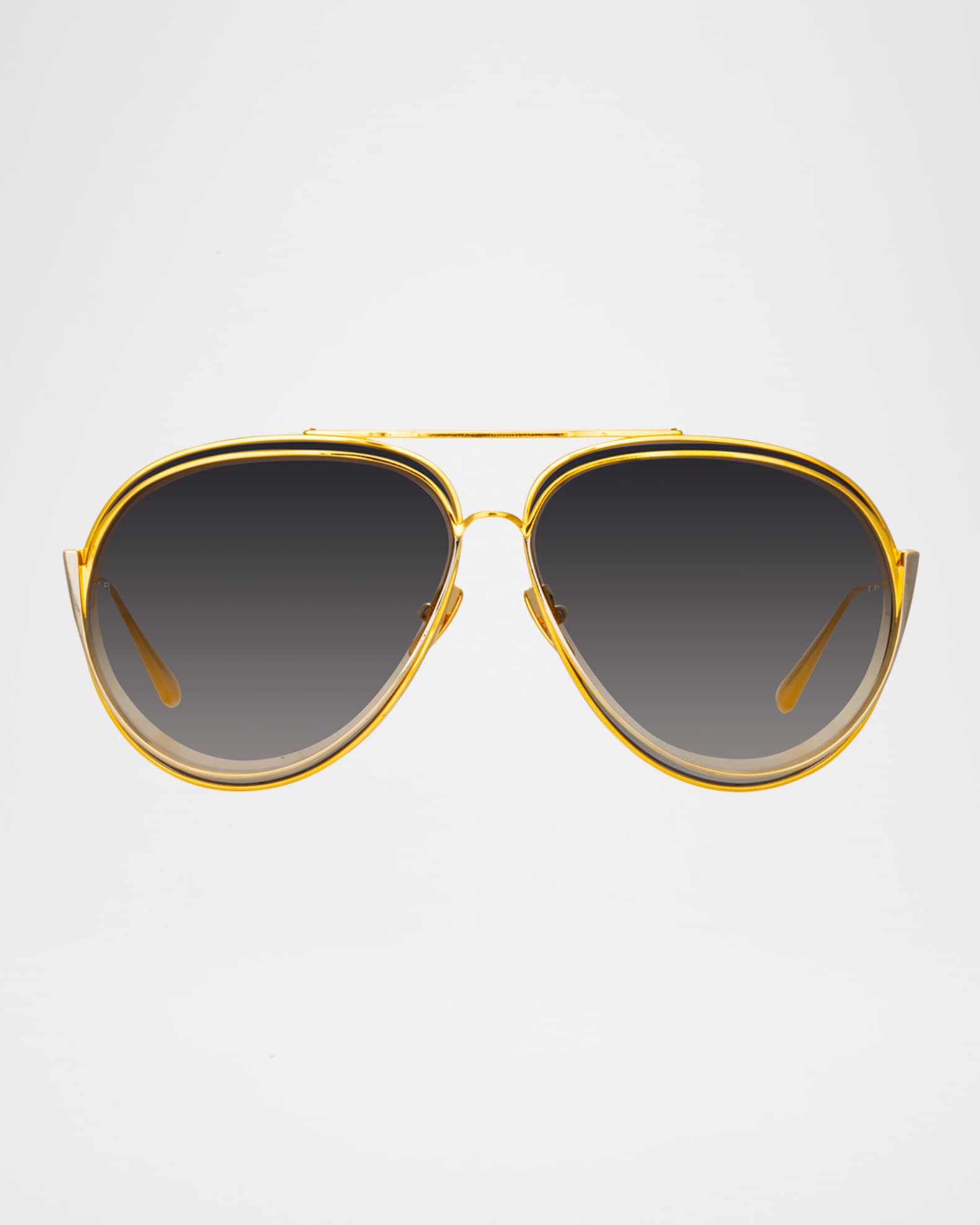 Linda Farrow Francisco 18K Gold Plated Titanium Aviator Sunglasses Neiman Marcus