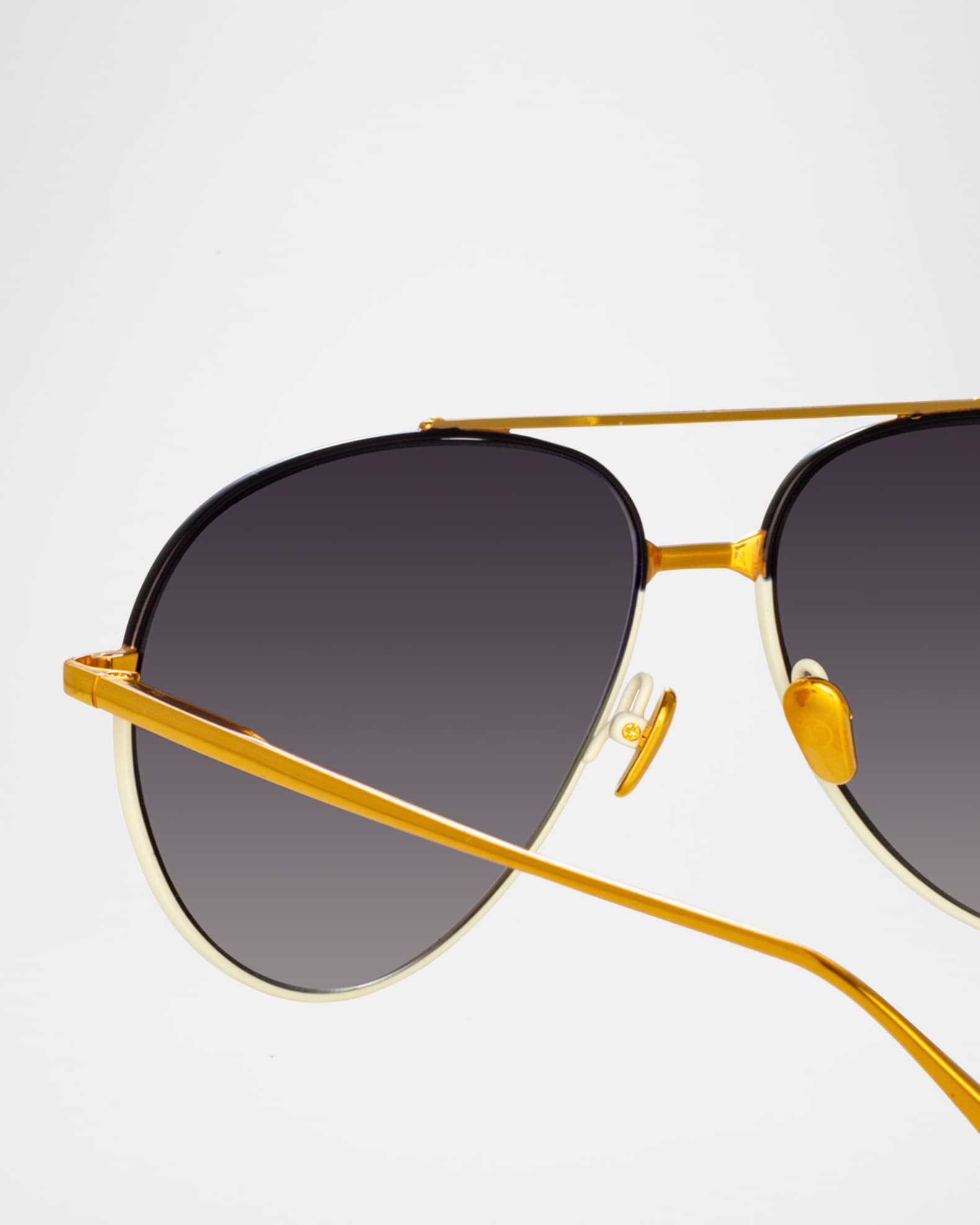 Linda Farrow Marcelo 18K Gold-Plated Titanium Aviator Sunglasses