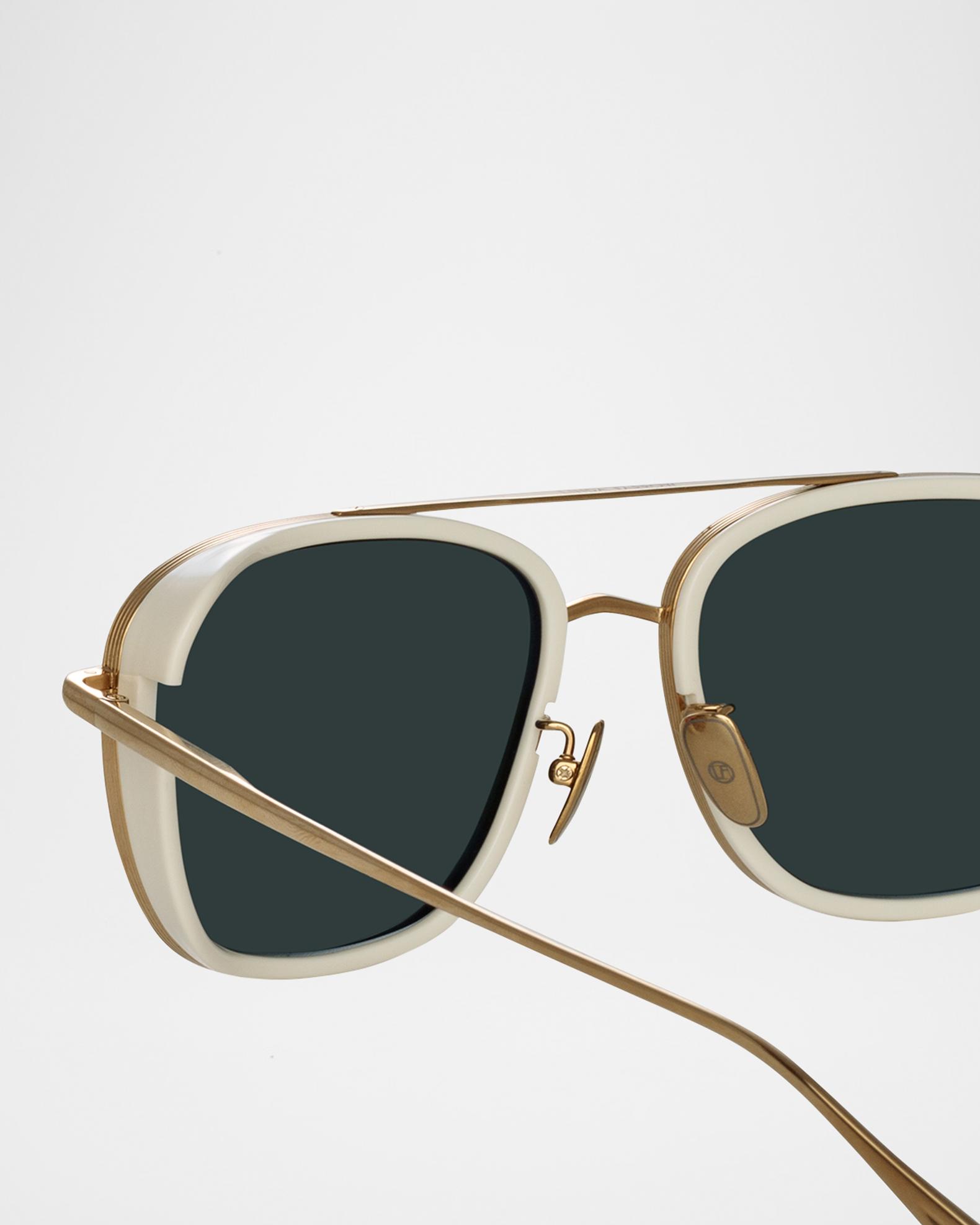 Linda Farrow 18k White Gold Sunglasses Linda Farrow Jarvis 18K Gold-Plated Titanium Aviator  main image 2