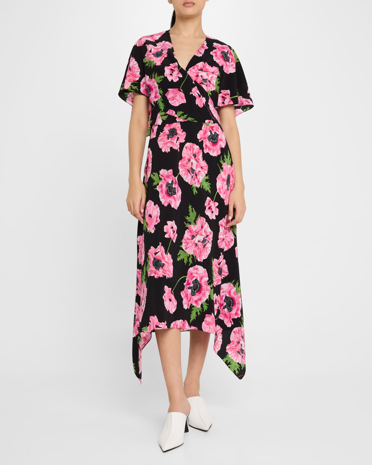 ワンピース STELLA MCCARTNEY MIDI DRESS WITH SLIT STELLA MCCARTNEY Lace-trimmed satin midi dress | NET-A-PORTER