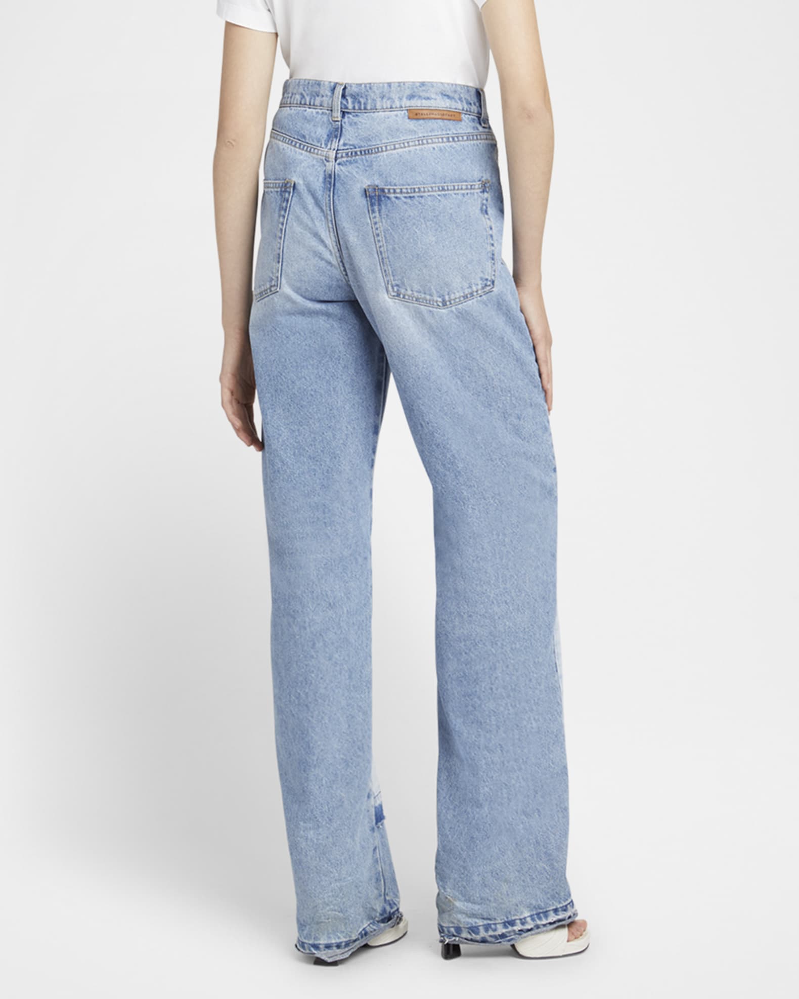 Stella McCartney Mixed Denim Wide-Leg Released-hem Jeans