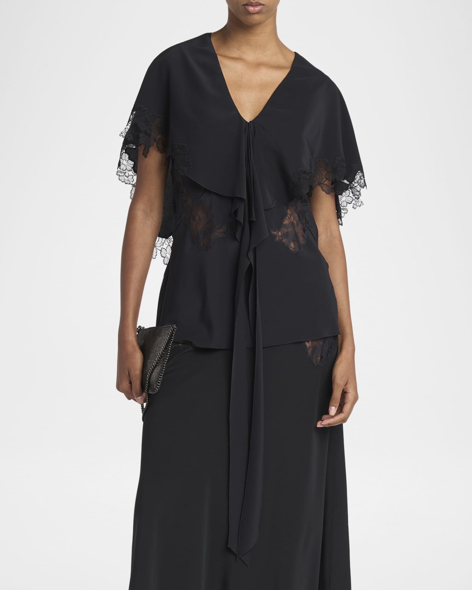 Lace Cape Silk Blouse 1