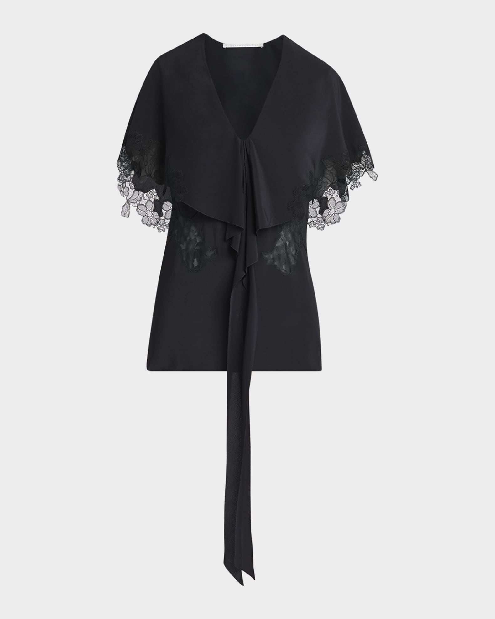 Lace Cape Silk Blouse 0