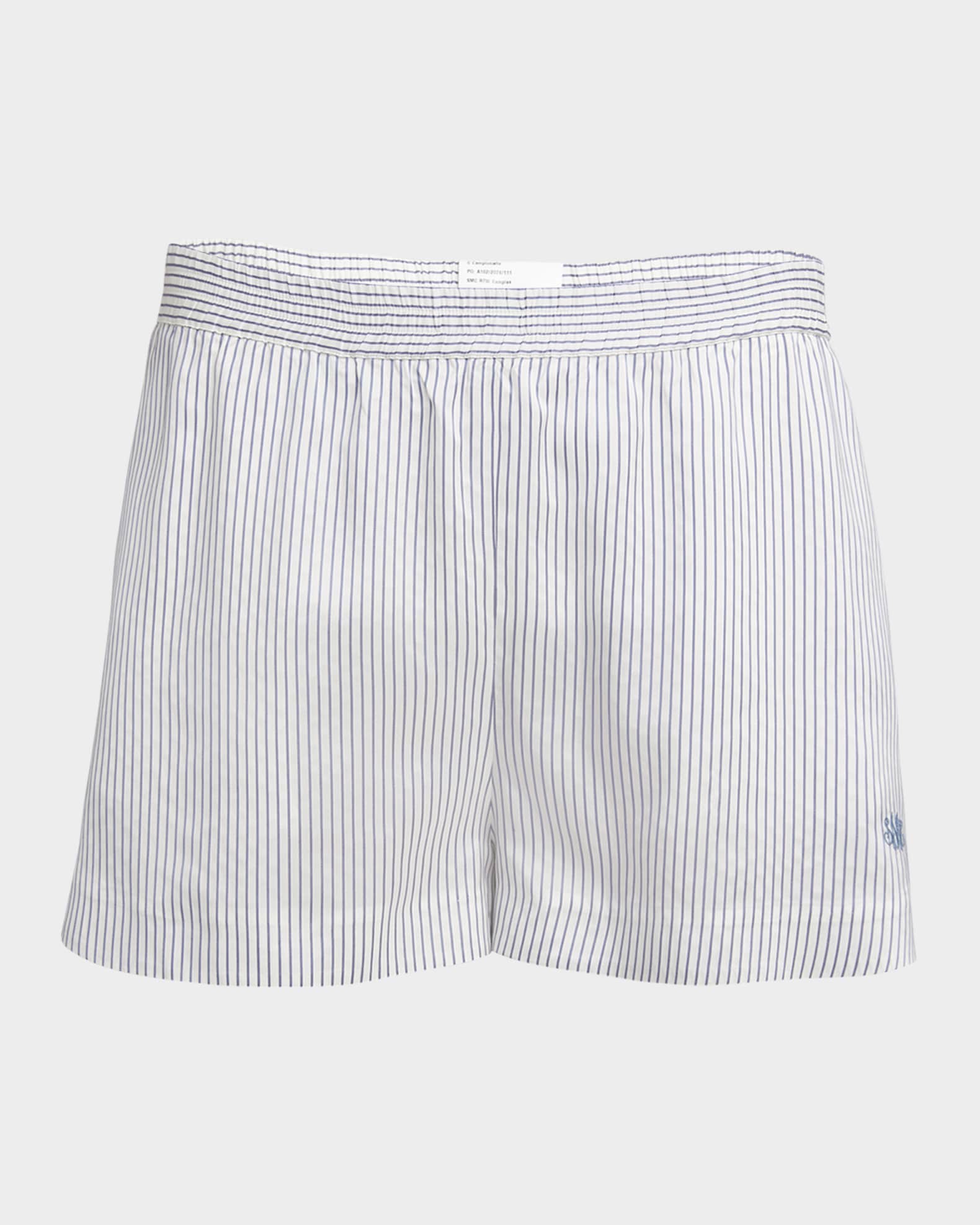 Striped Silk Pull-On Shorts 0
