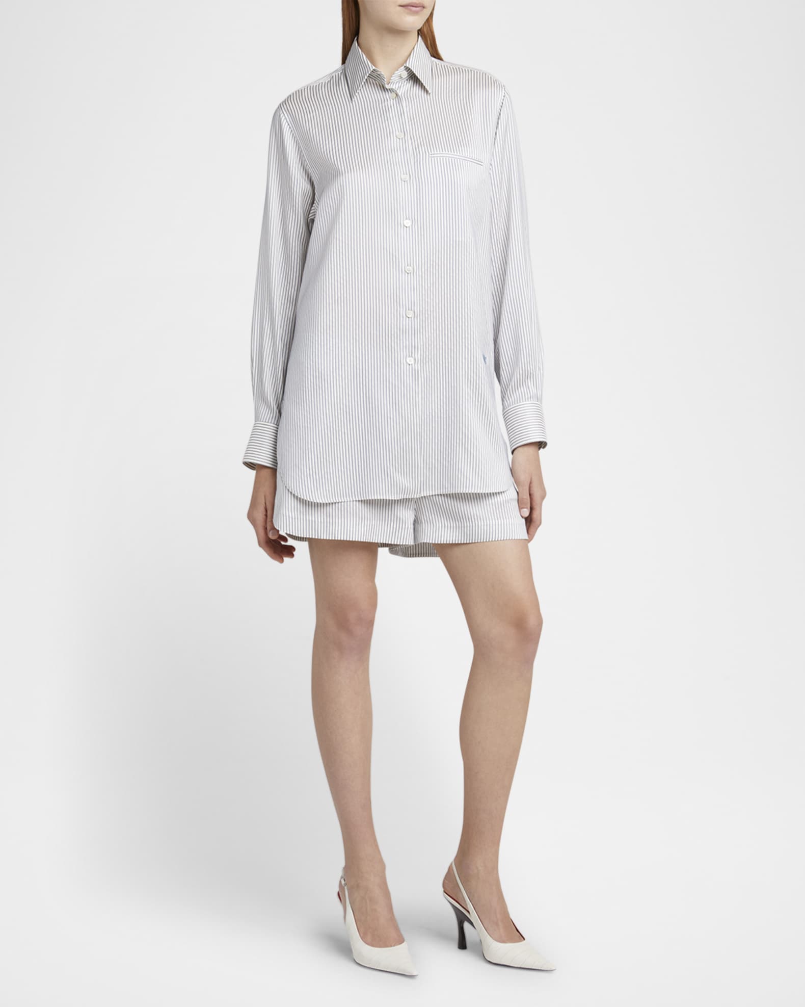 Stella McCartney Striped Silk Button-Down Shirt | Neiman Marcus
