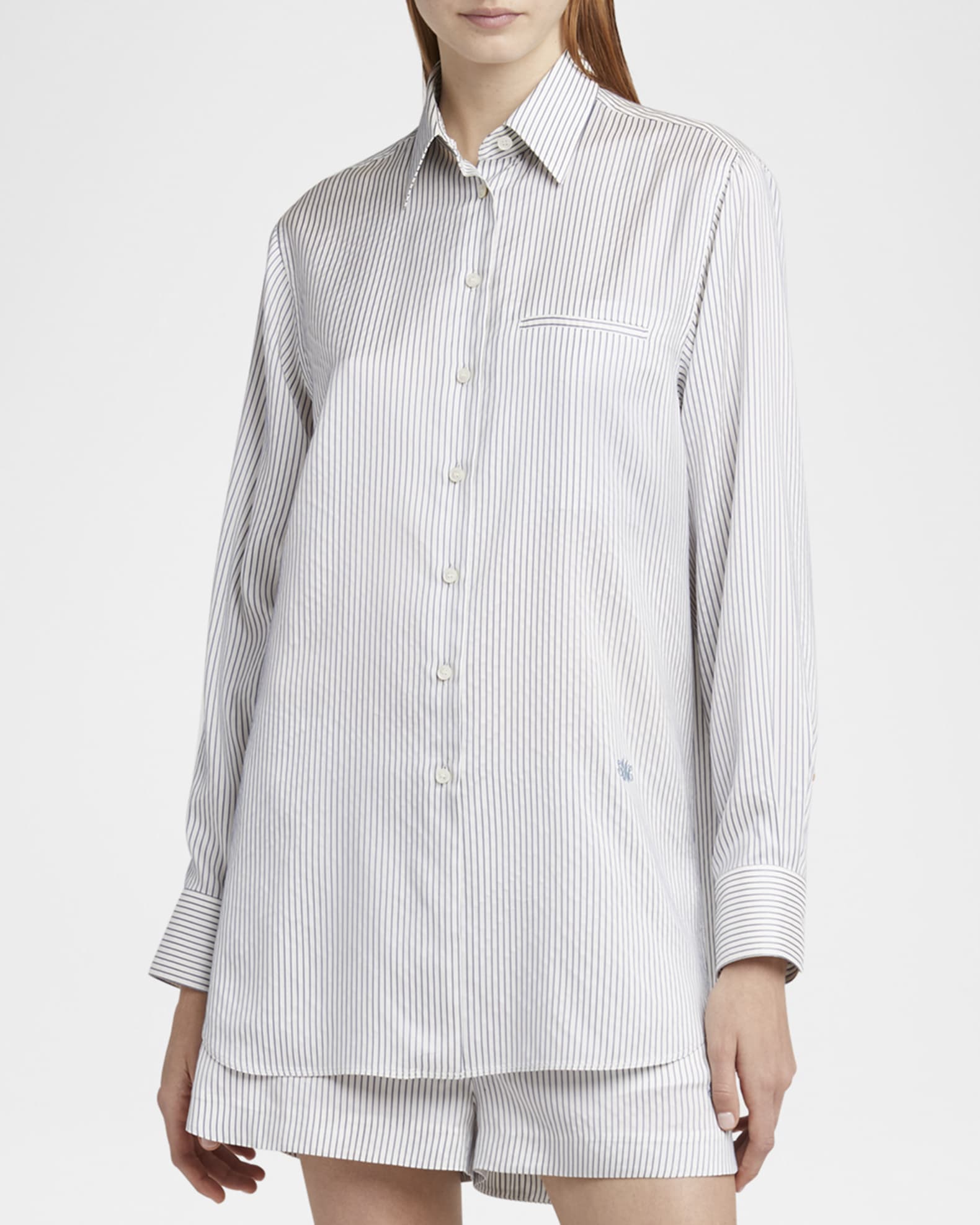 Stella McCartney Striped Silk Button-Down Shirt | Neiman Marcus