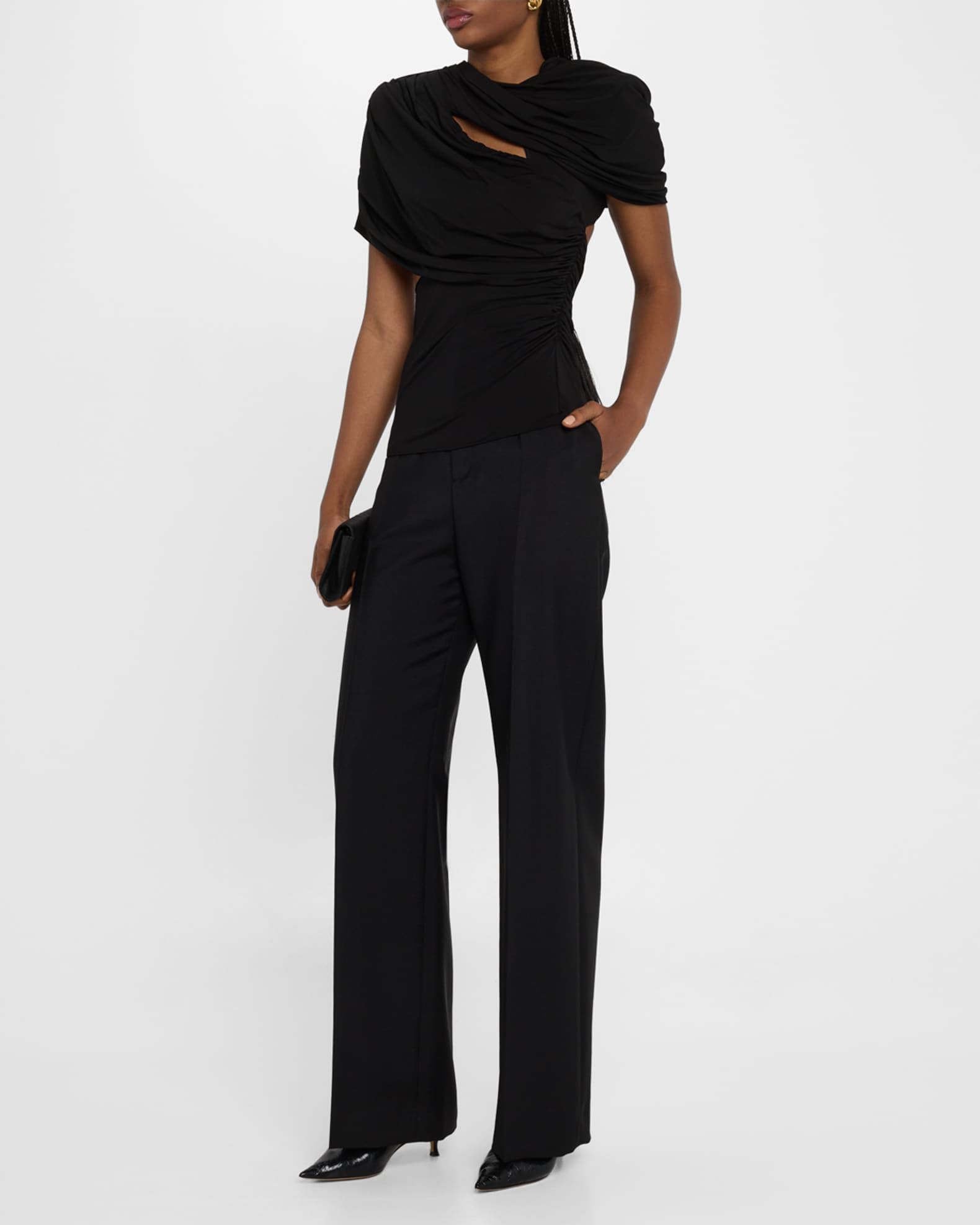 Draped Cutout Cape Top