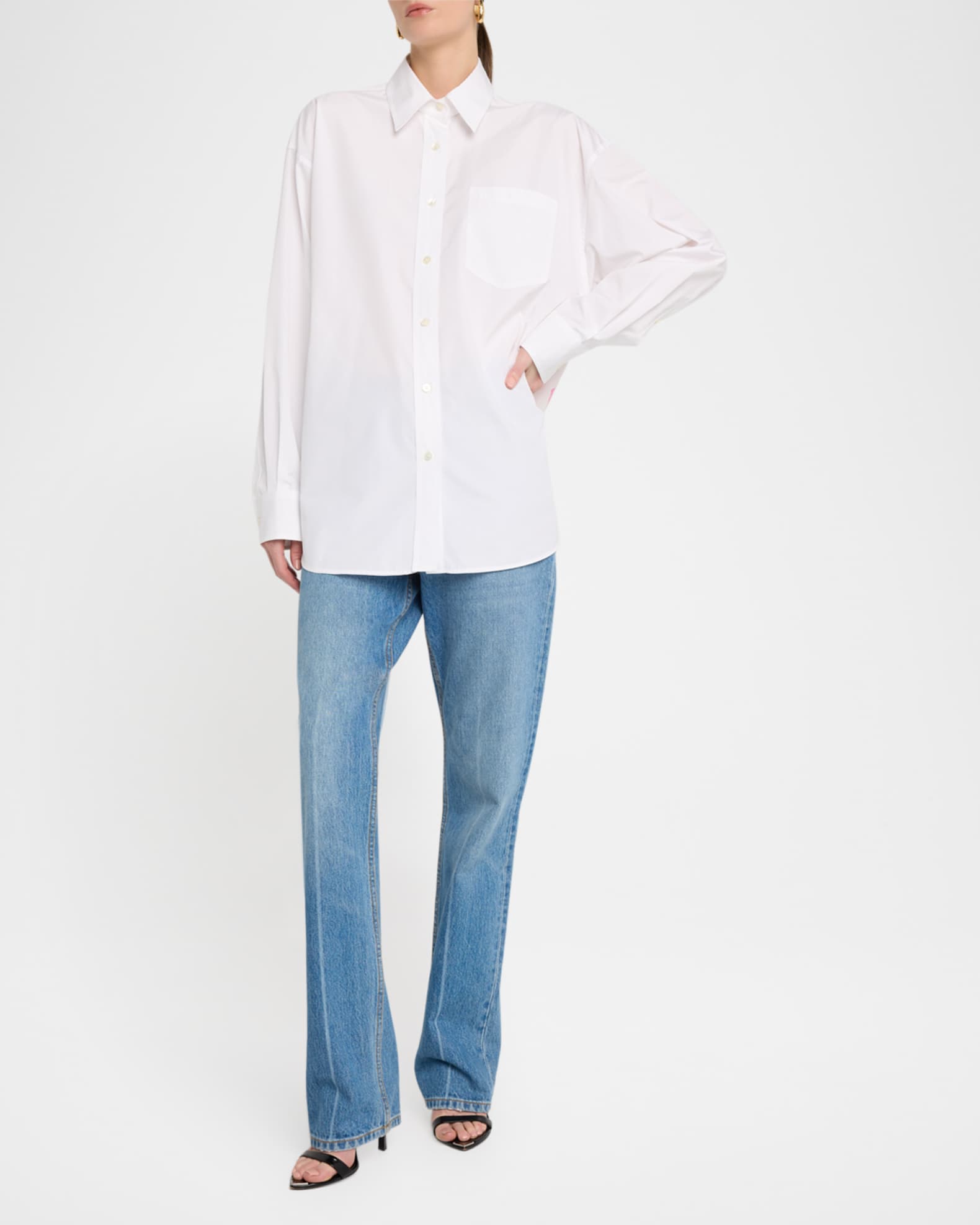Poppy-Print Back Button-Down Shirt 1