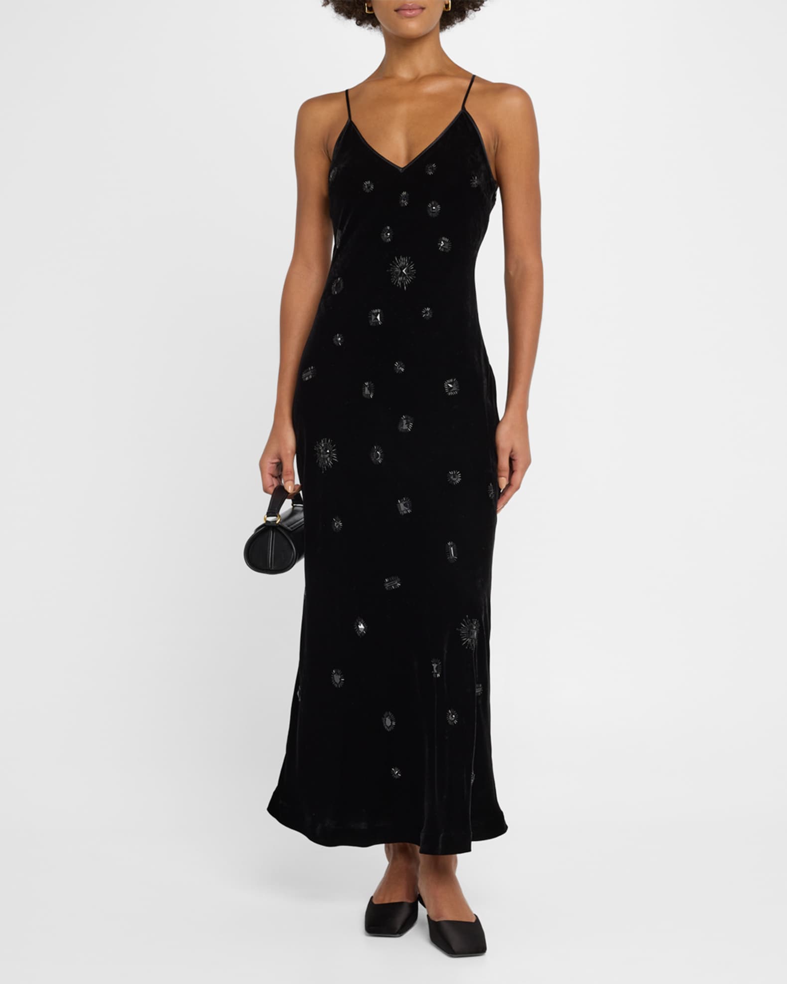 Spaghetti-Strap Velvet Slip Dress 1