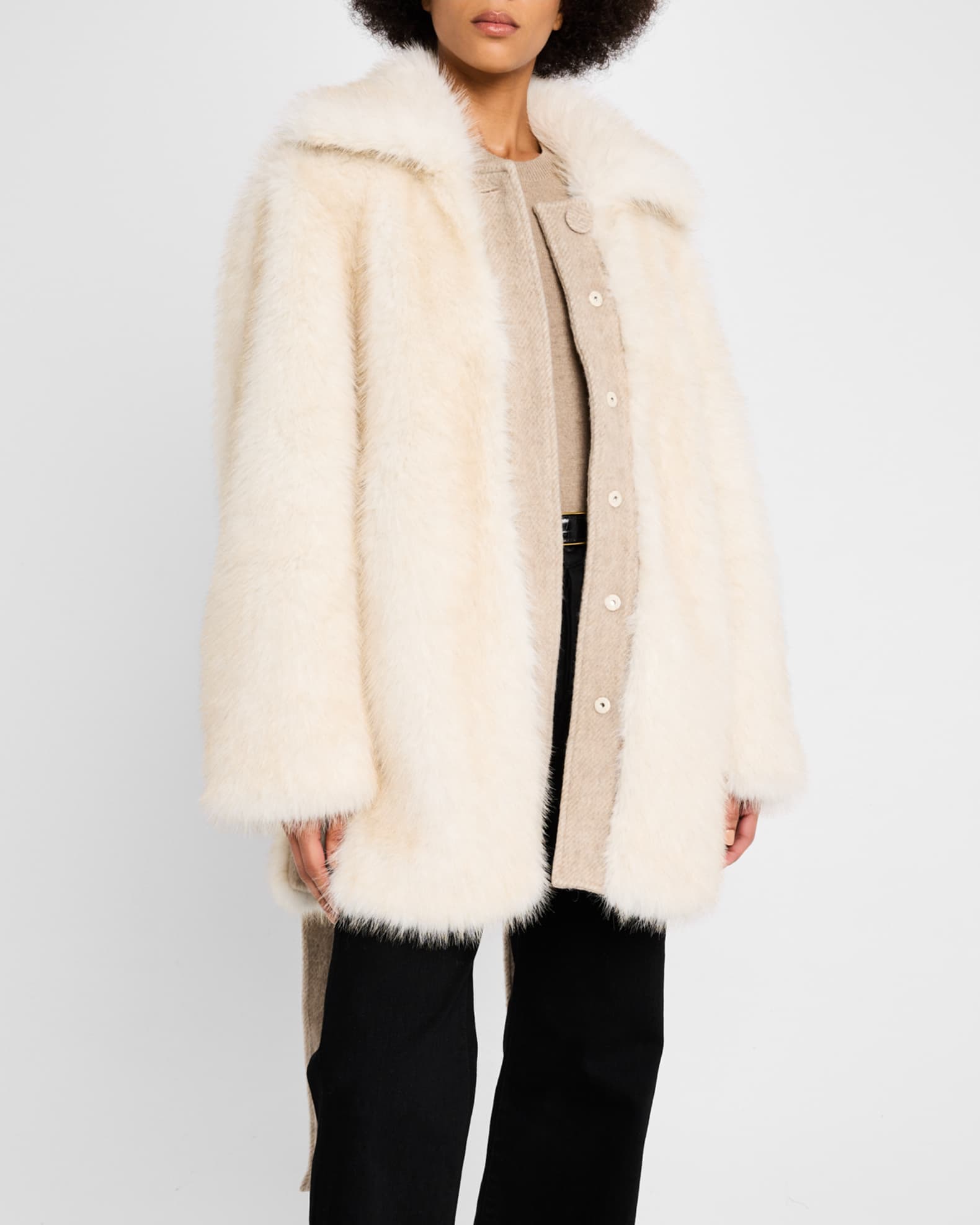 Belted Faux Fur Coat