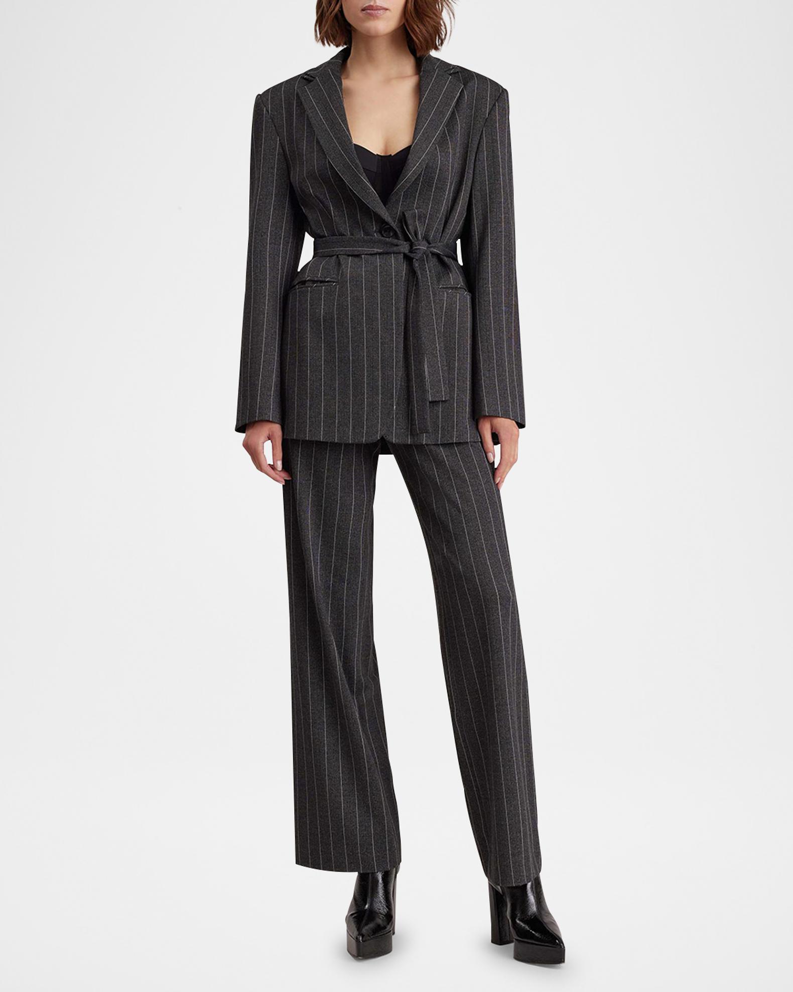 Anne Fontaine Princeton Striped TieWaist Pants Neiman Marcus