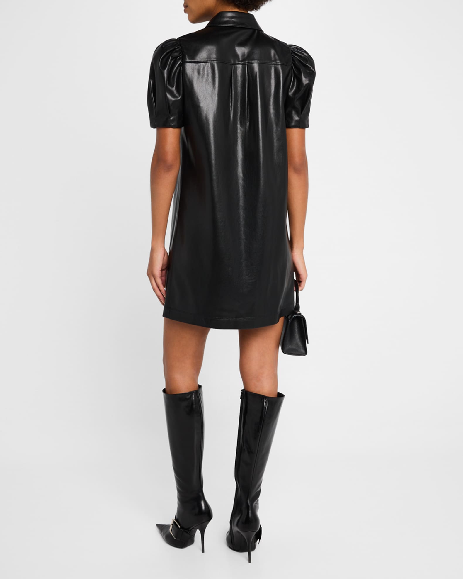 Alice Olivia Women s Jem Faux Leather Shirtdress Black Size XL