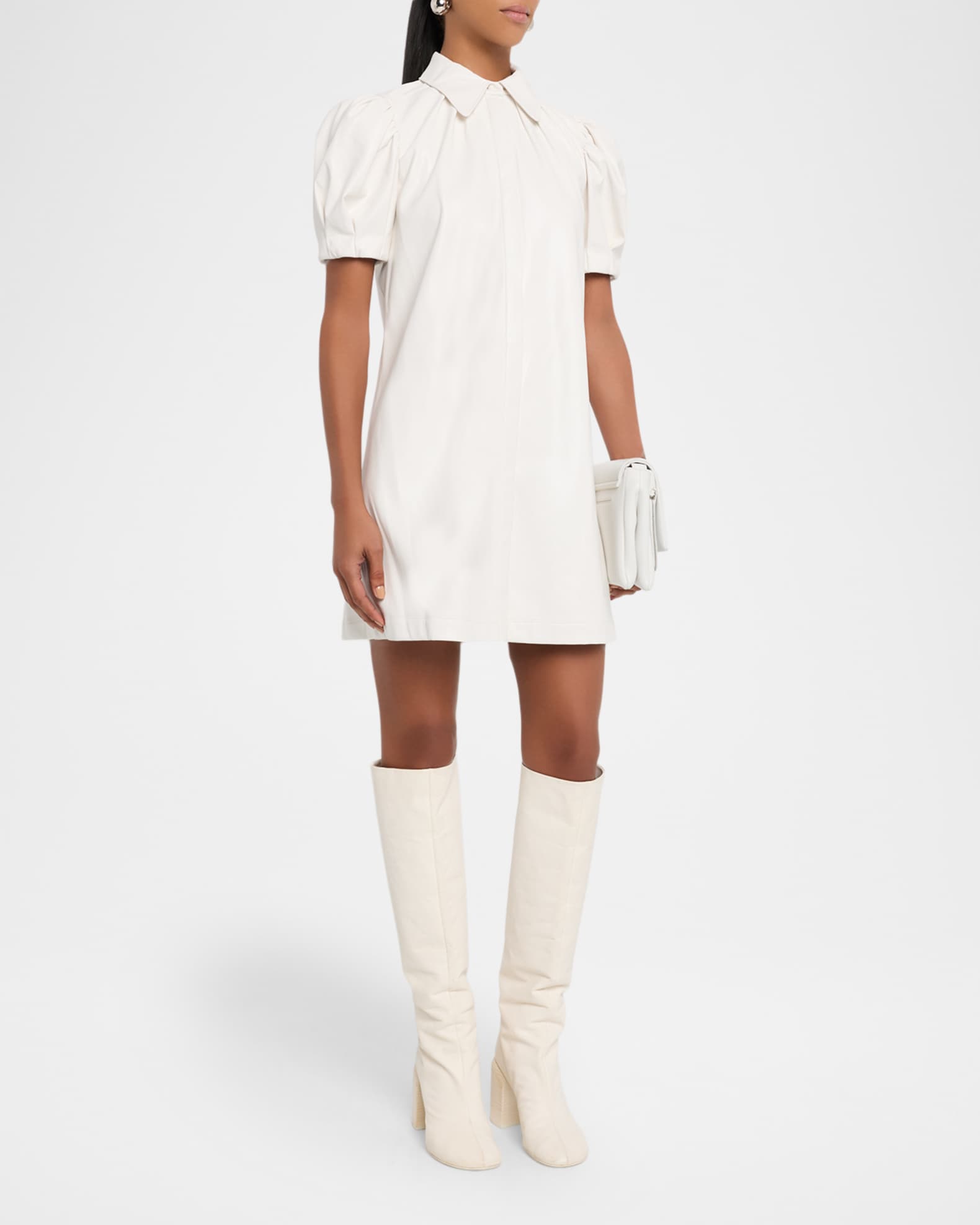 Alice + Olivia Women's Jem Faux Leather Shirtdress - Off White - Size XL