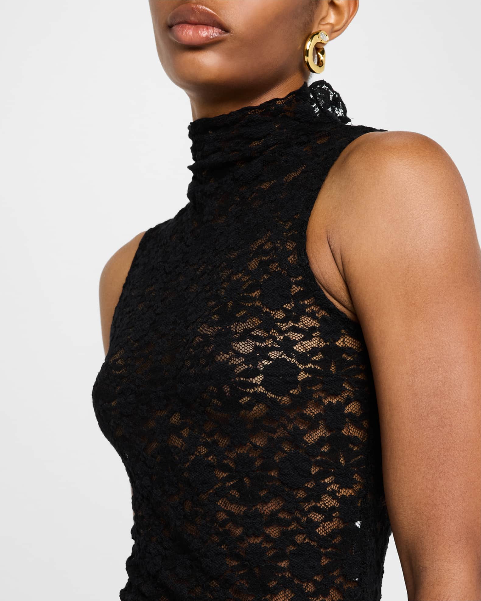 Sleeveless lace turtleneck top store