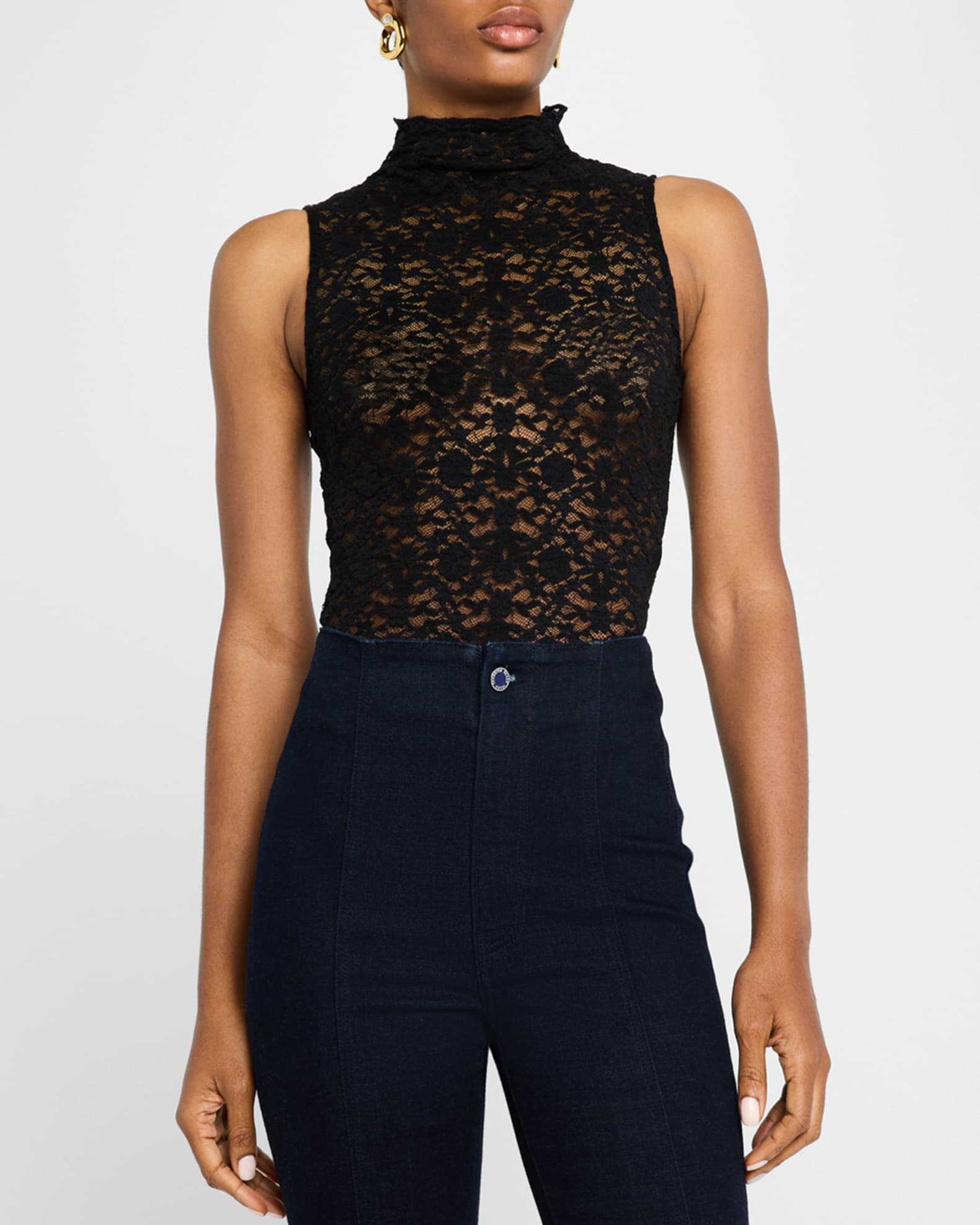 Alora Sleeveless Lace Turtleneck Top 0