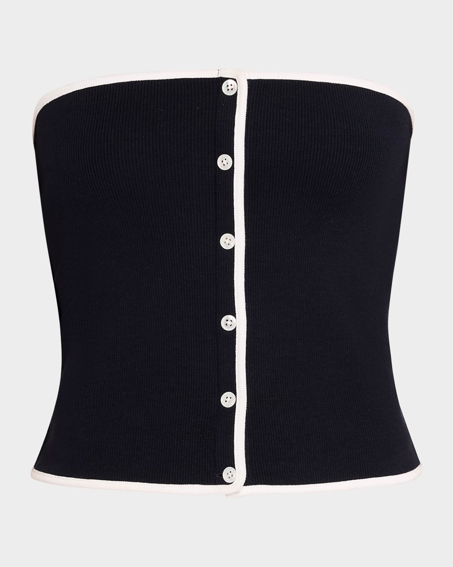 Valley Button-Front Tube Top 0