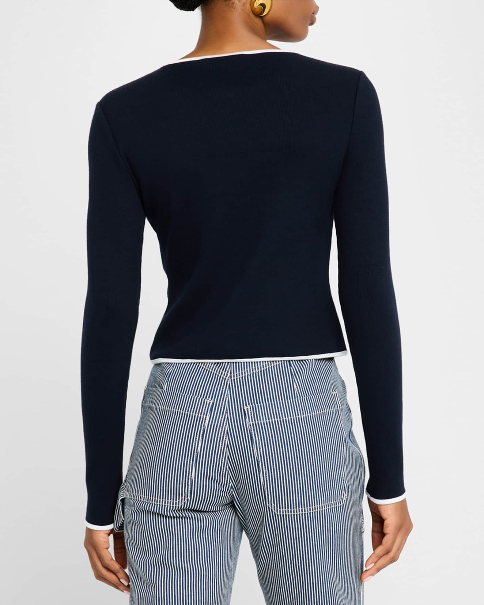 Veronica Beard Wilmer Contrast Trim Cardigan | Neiman Marcus Veronica Beard Wilmer Contrast Trim Cardigan | Neiman Marcus