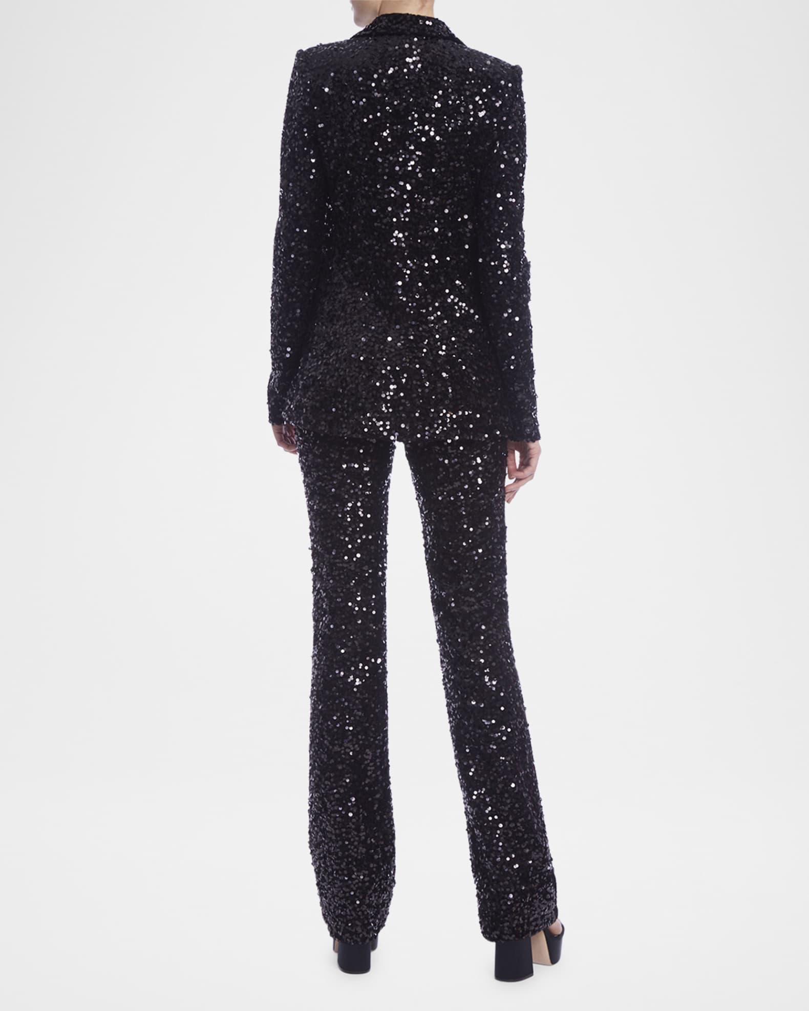 Badgley Mischka Velvet and Sequin Straight Leg Pant Size 0 in Black