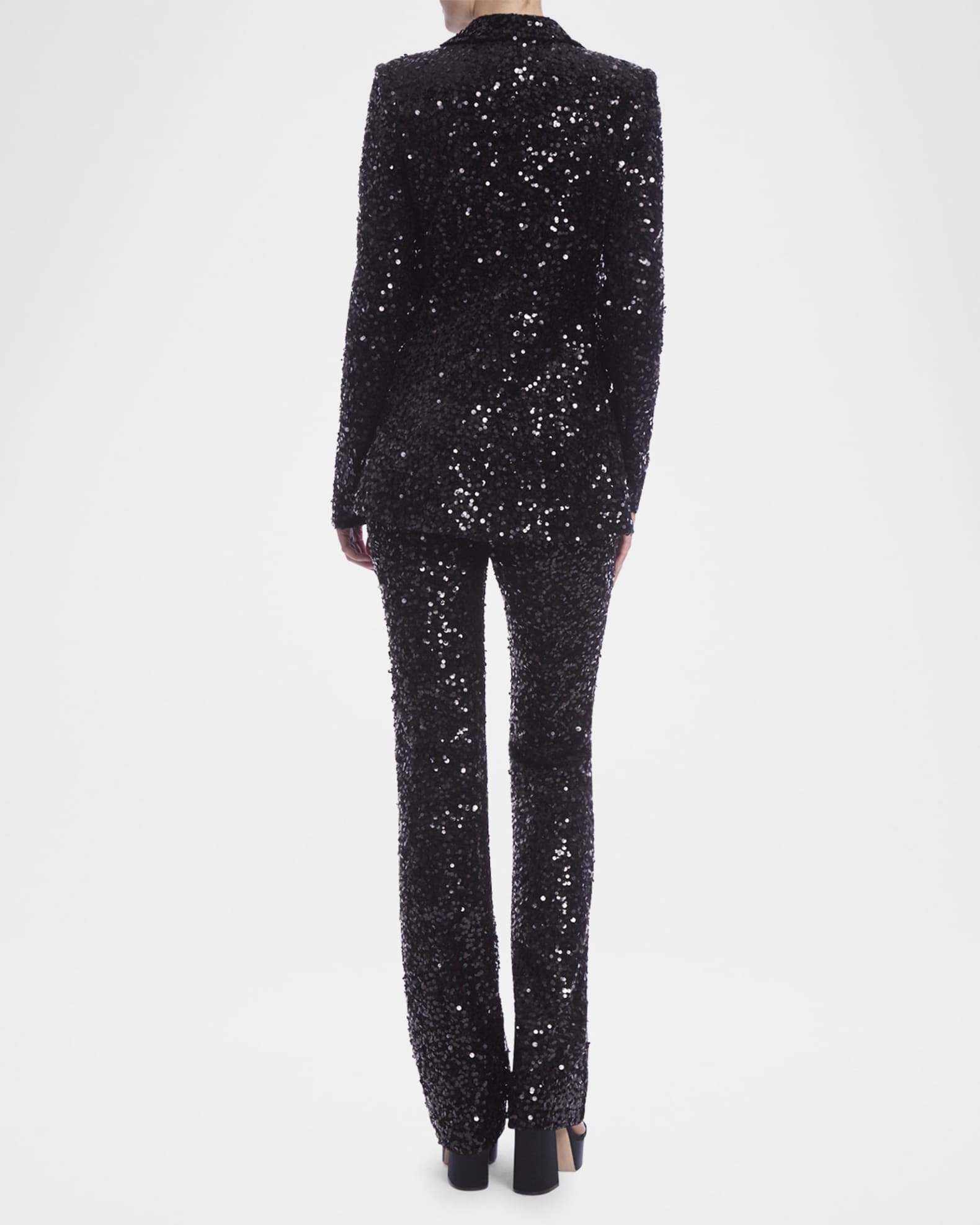 Badgley Mischka Collection Single Button Velvet Sequin Jacket Neiman Marcus